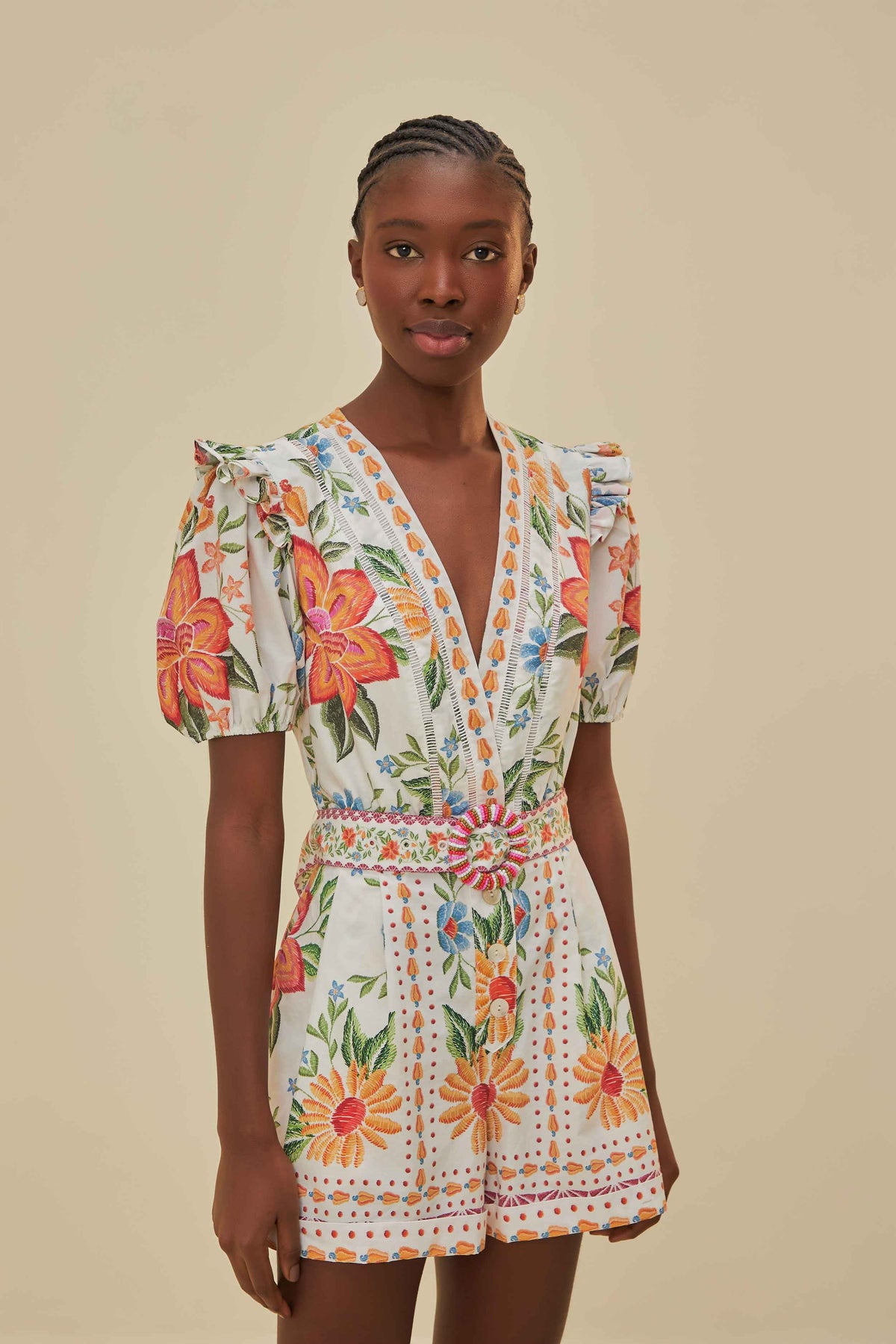 Off-White Bloom Garden Romper – FARM Rio