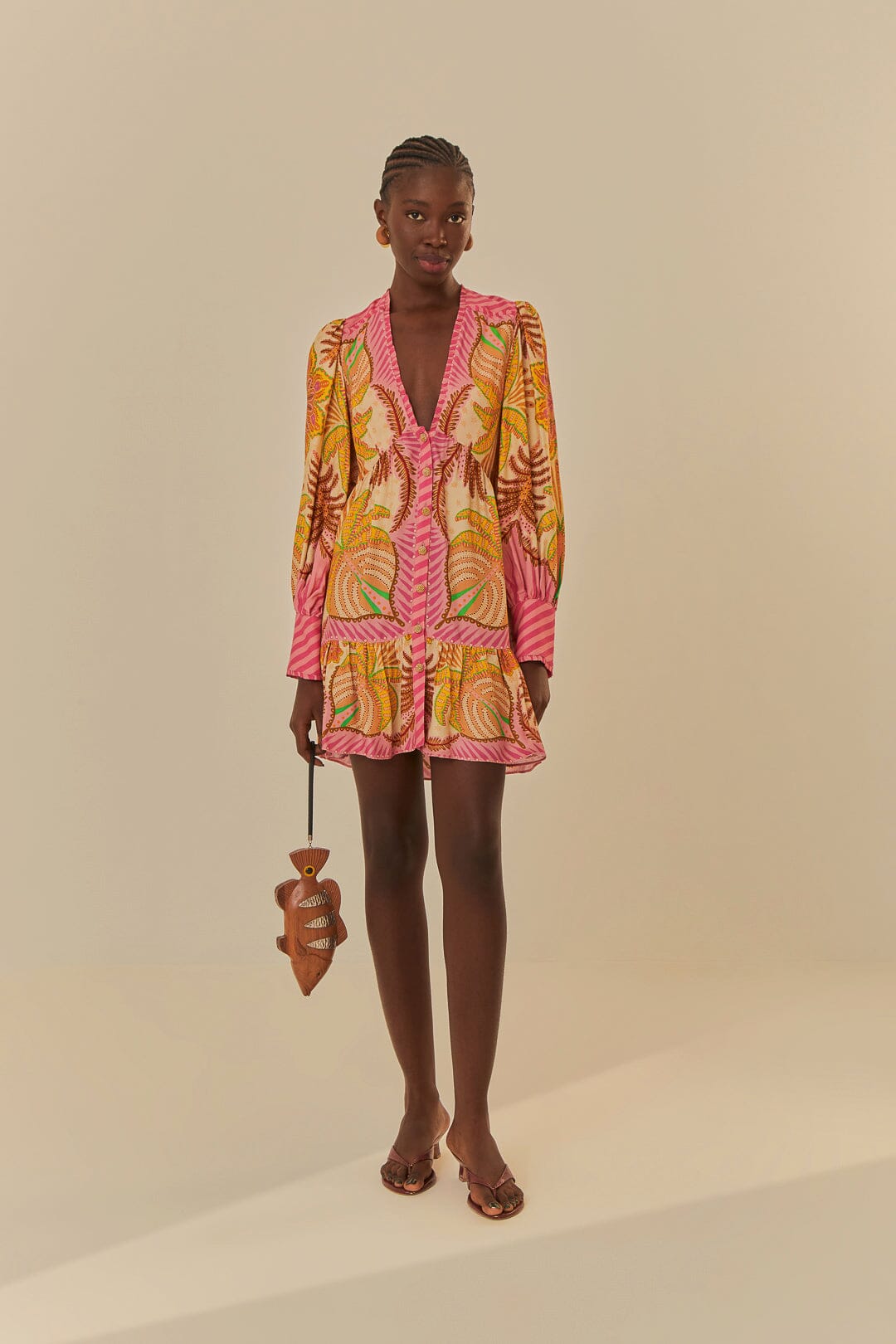 sand palm scarf mini dress FARM Rio | Dresses | New Farm Rio Palm Scarf Mini Dress In Sand