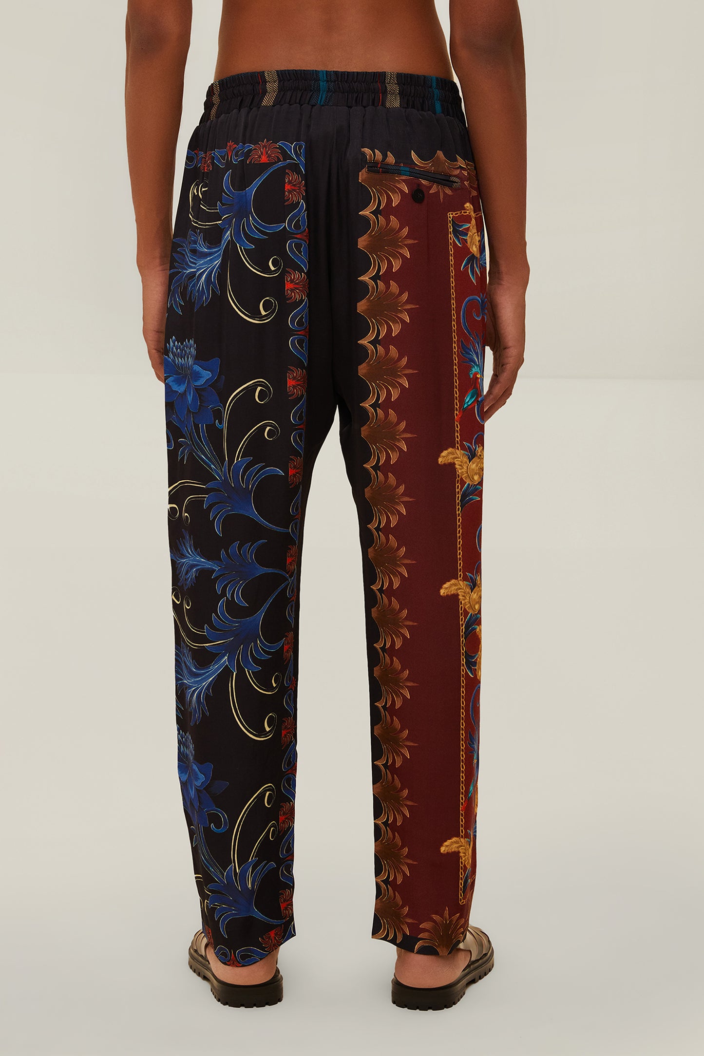 Black Mixed Arabesque Scarves Pants