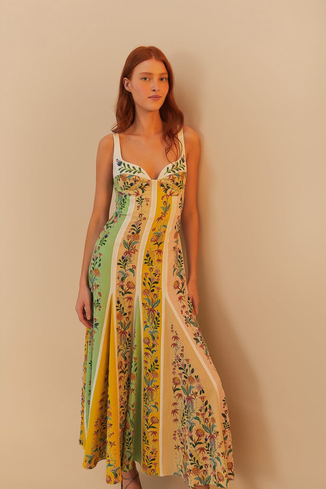 Multicolor Delicate Floral Stripes Maxi Dress FARM Rio Multicolor Delicate Floral Stripes Maxi Dress FARM Rio