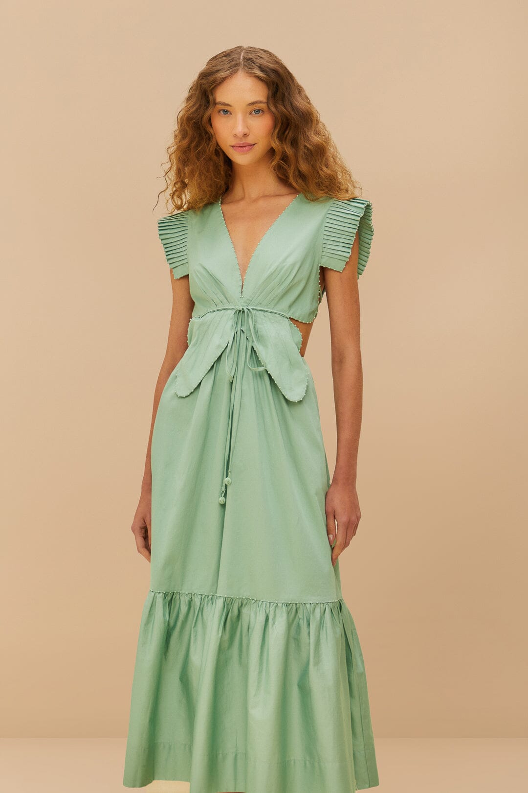 Light Green Butterfly Cut-Out Midi Dress FARM Rio Light Green Butterfly Cut-Out Midi Dress FARM Rio