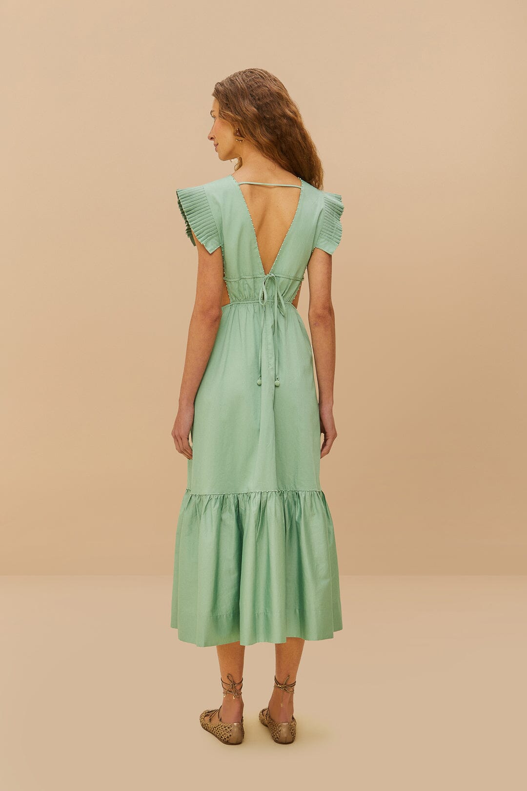 Light Green Butterfly Cut-Out Midi Dress FARM Rio Light Green Butterfly Cut-Out Midi Dress FARM Rio