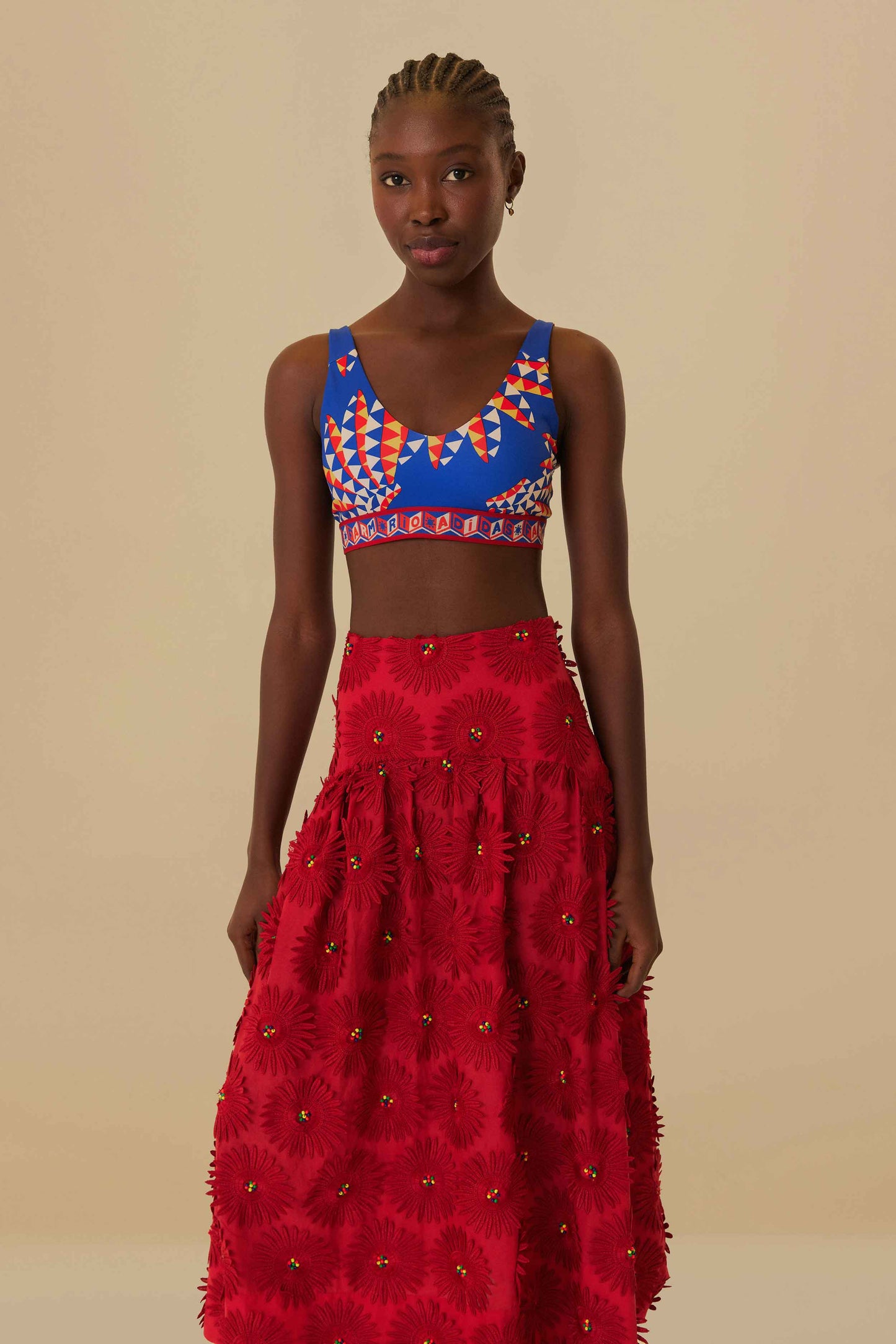 Red Daisy Flower Midi Skirt – FARM Rio