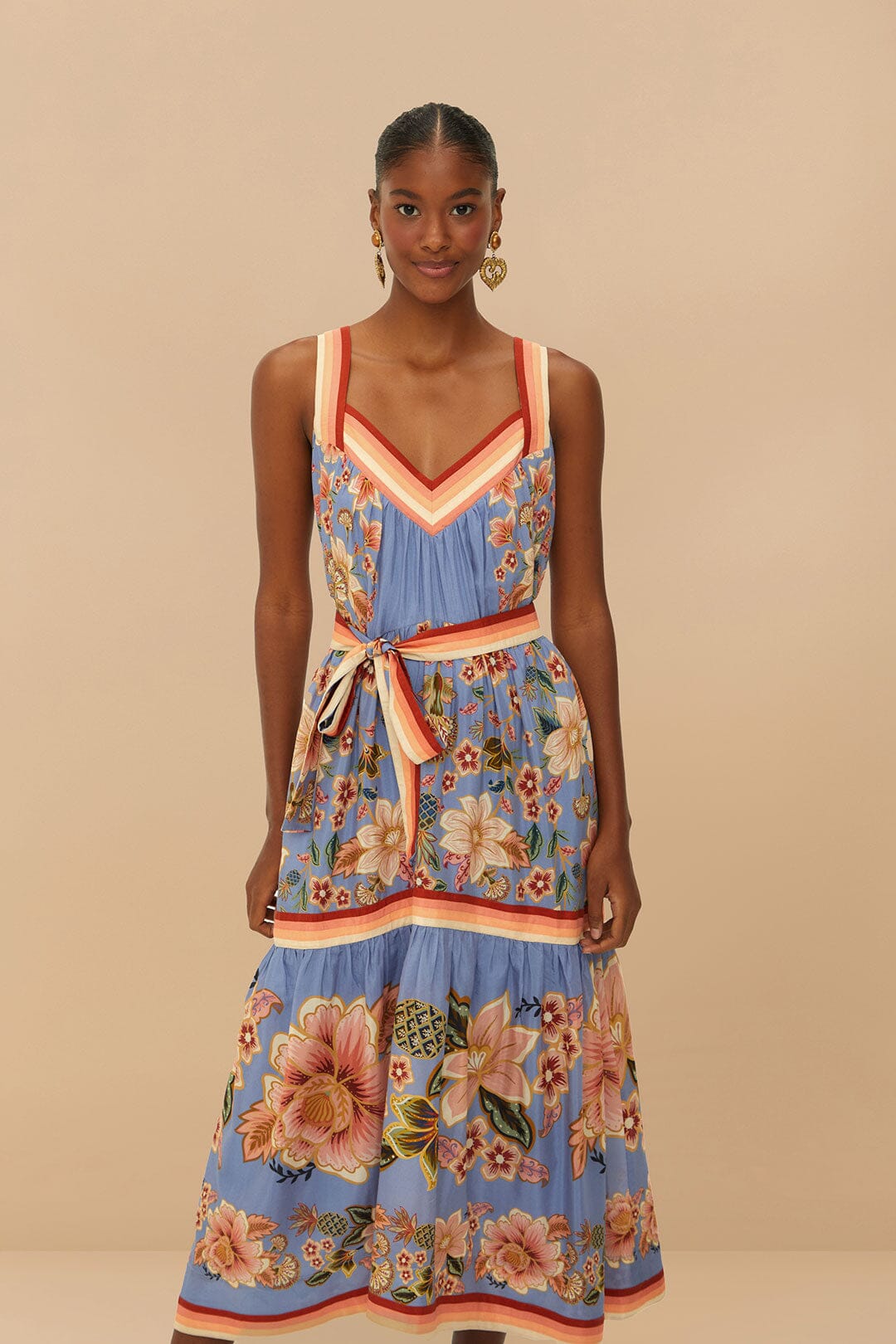 blue superbloom tapestry organic cotton mini dress FARM Rio Superbloom Tapestry Mini Dress