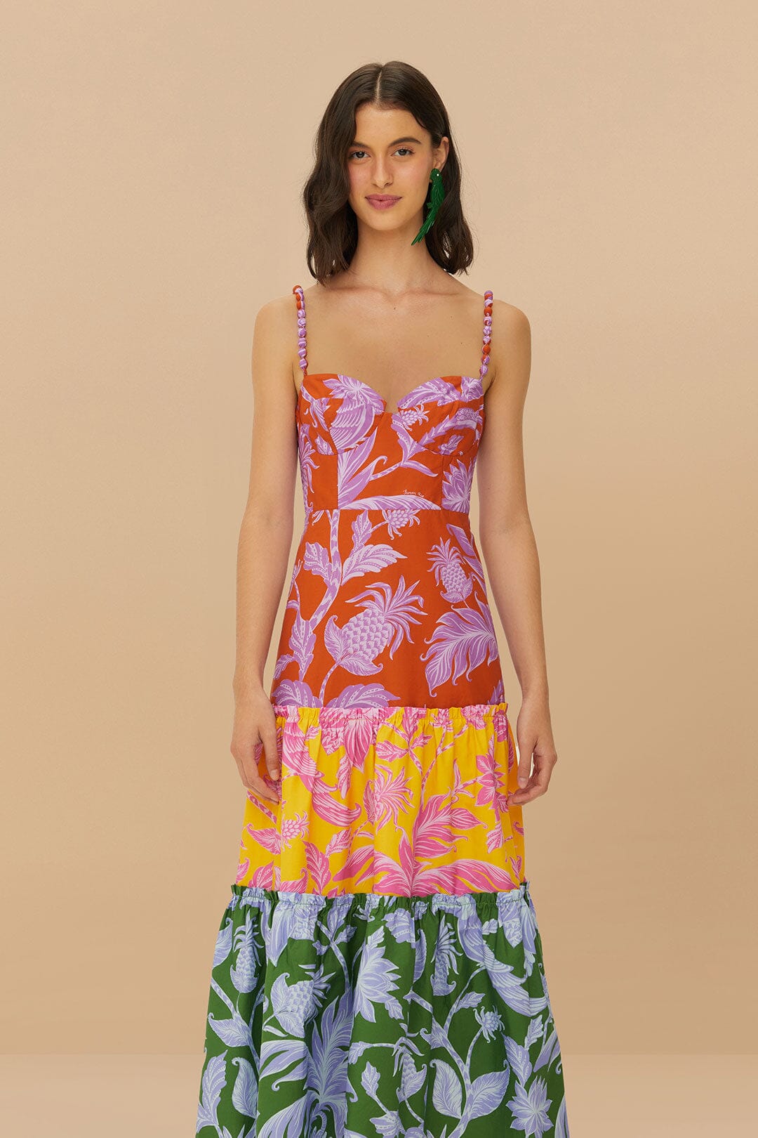 farm rio tropical collage midi dress Farm Rio Animal Collage Midi V Neck Dress