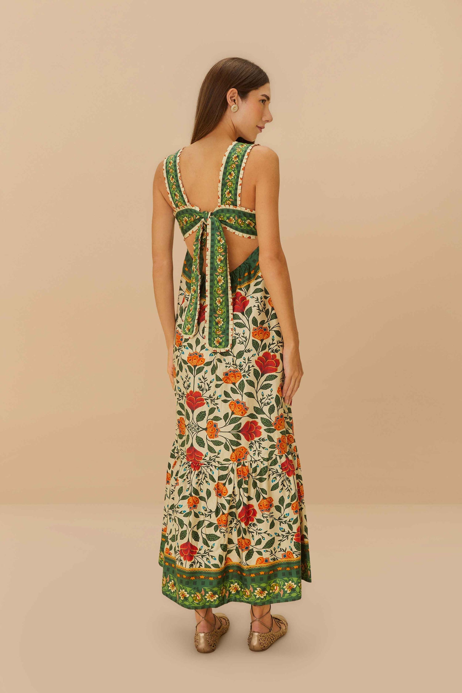Sand Garden Tapestry Back Bow Maxi Dress FARM Rio Sand Garden Tapestry Back Bow Maxi Dress FARM Rio