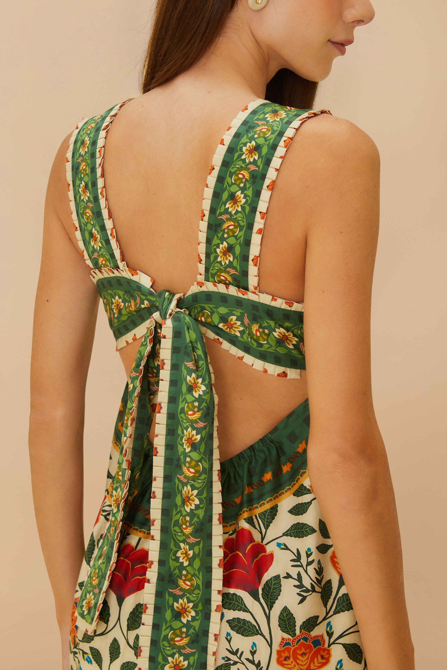 Sand Garden Tapestry Back Bow Maxi Dress FARM Rio Sand Garden Tapestry Back Bow Maxi Dress FARM Rio