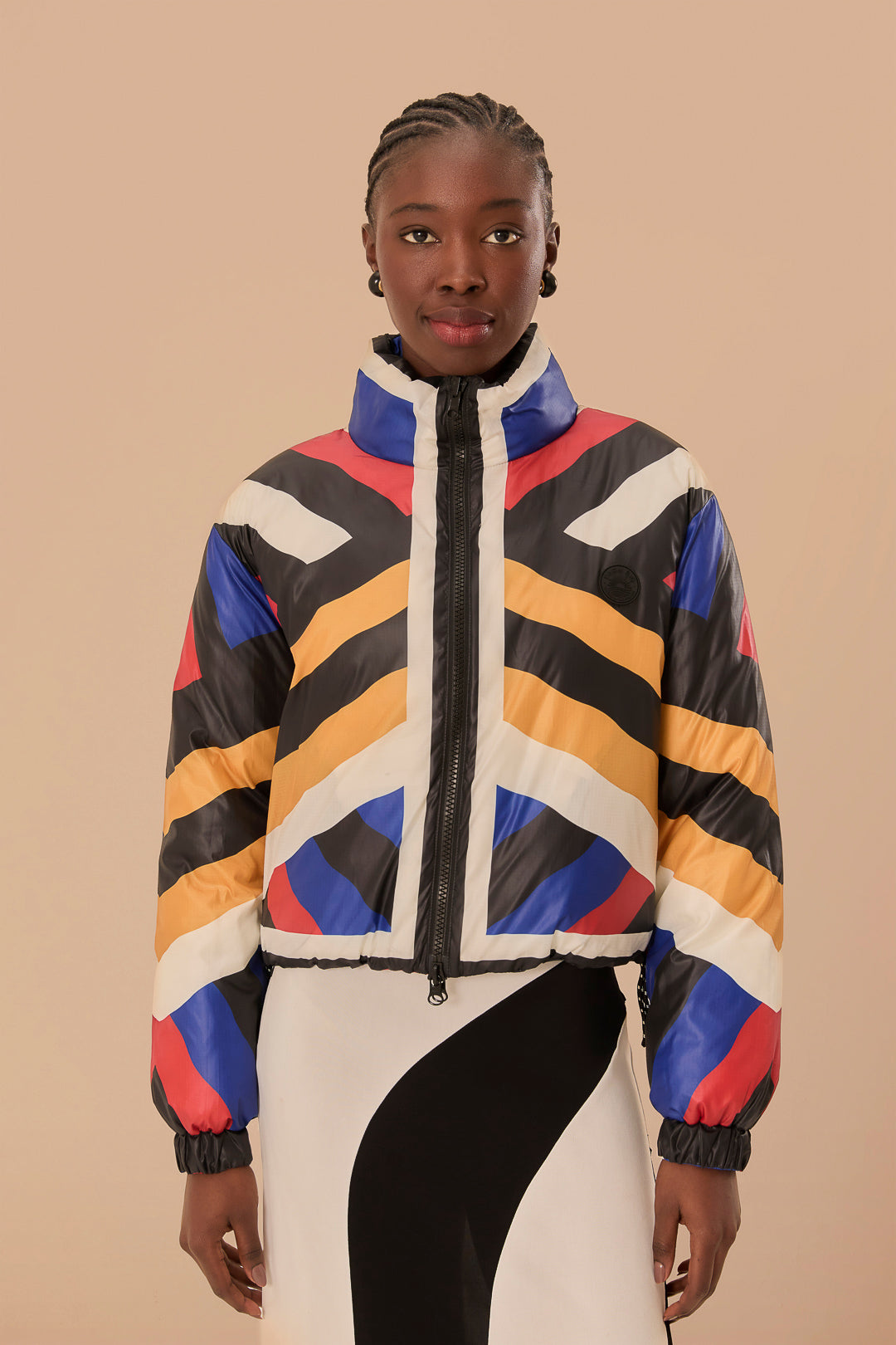 Multicolor Amanda Stripes Toucan Reversible Puffer Jacket