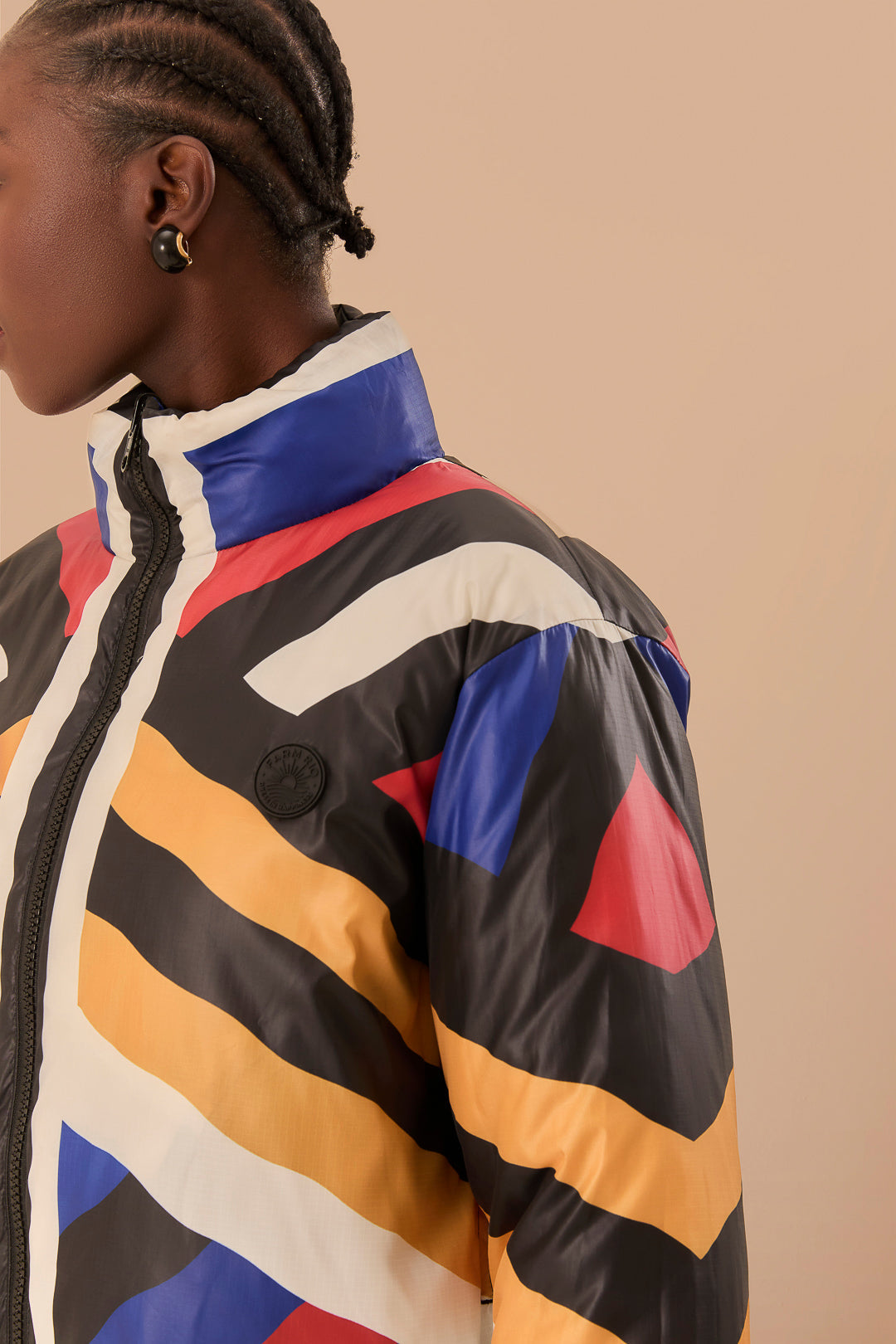 Multicolor Amanda Stripes Toucan Reversible Puffer Jacket