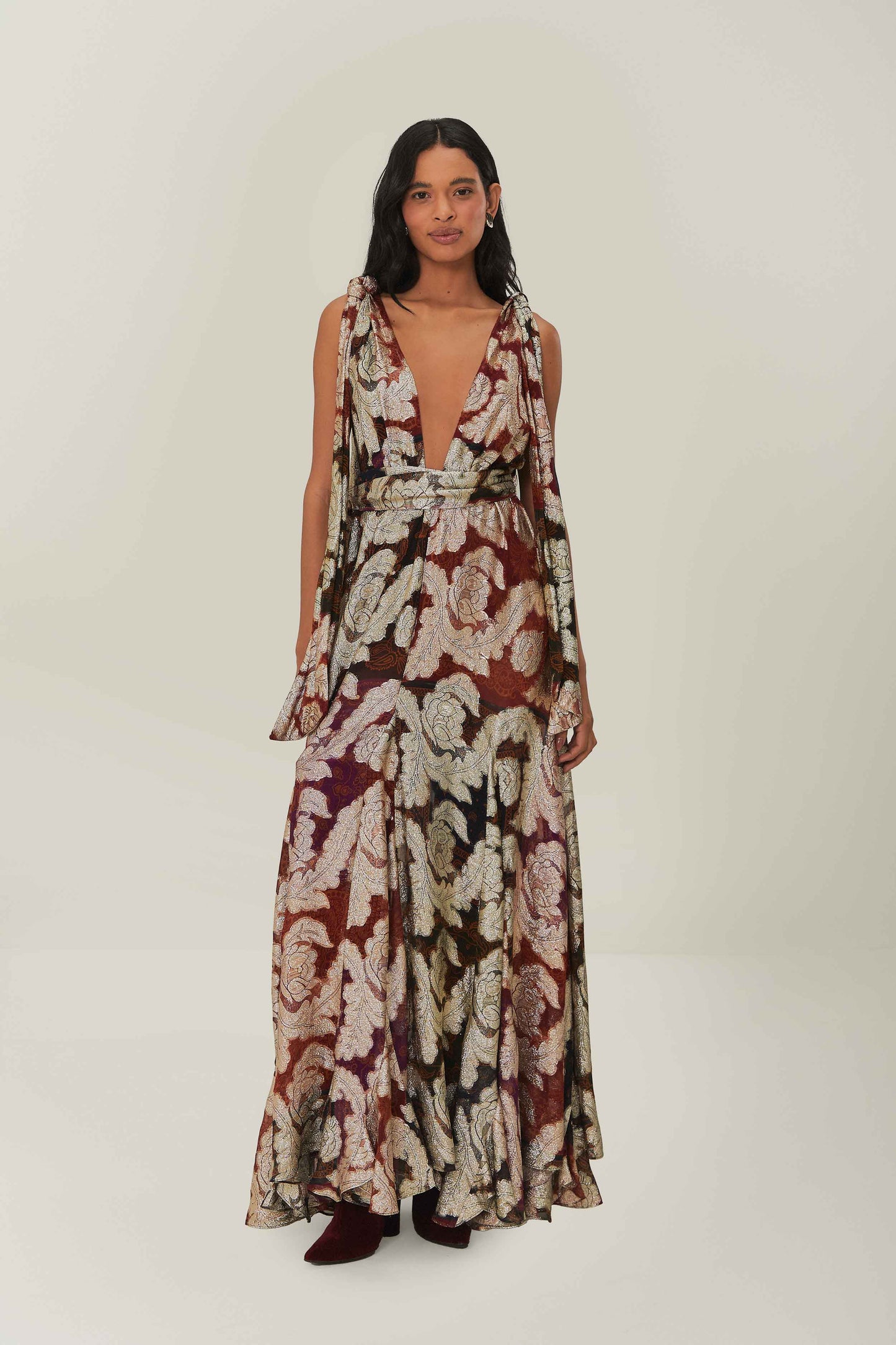 Jacquard Lurex Sleeveless Maxi Dress FARM Rio Jacquard Lurex Sleeveless Maxi Dress FARM Rio