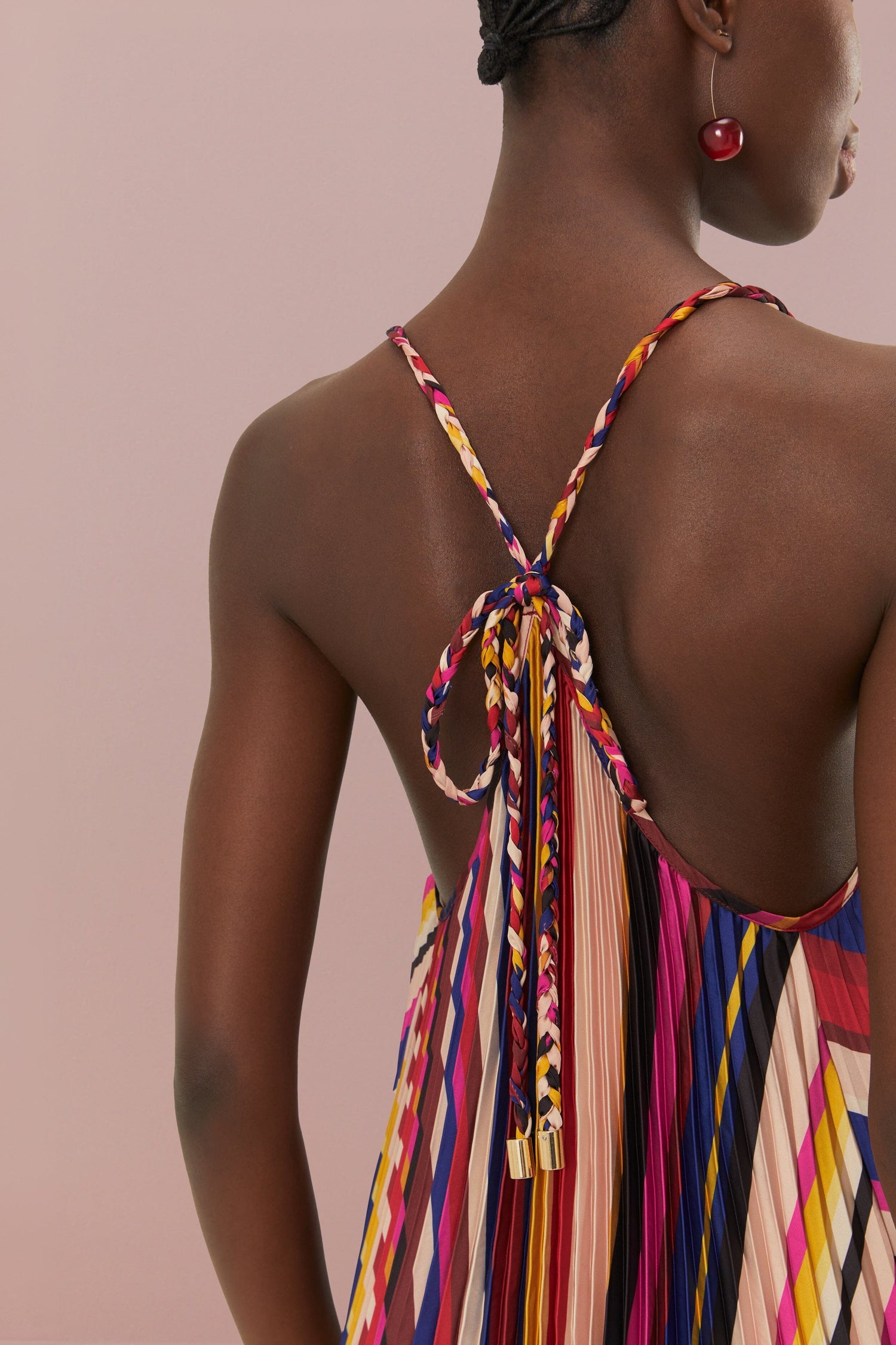 Multicolor Diagonal Stripes Pleated Stripes Midi Dress FARM Rio Multicolor Diagonal Stripes Pleated Stripes Midi Dress FARM Rio