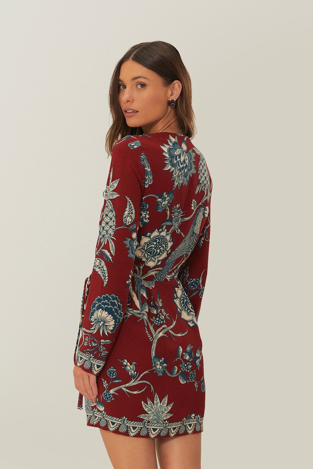 Robe portefeuille courte rouge Tropical Landing