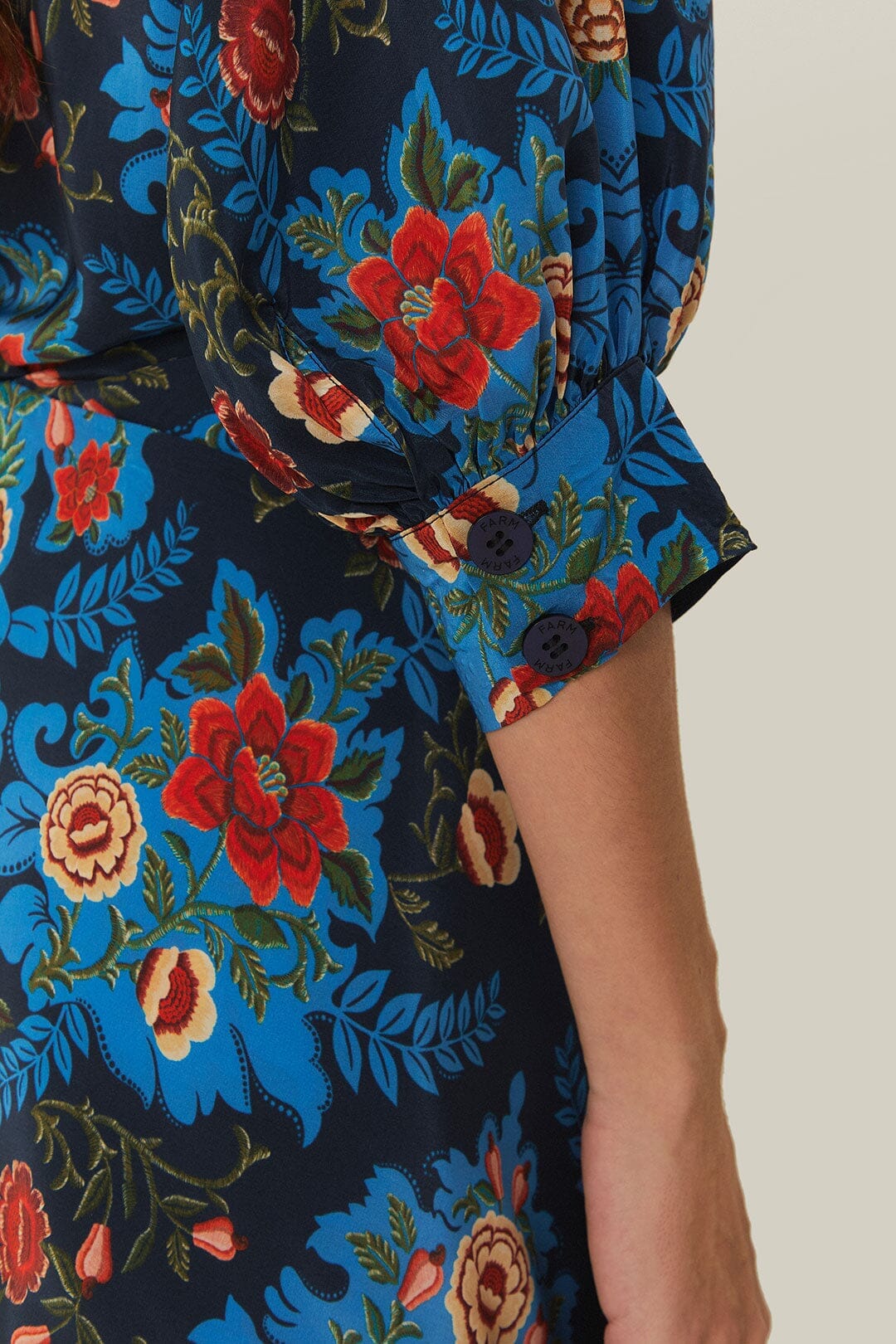 farm rio arabesque floral midi dress Blue Arabesque Floral Midi Dress FARM Rio