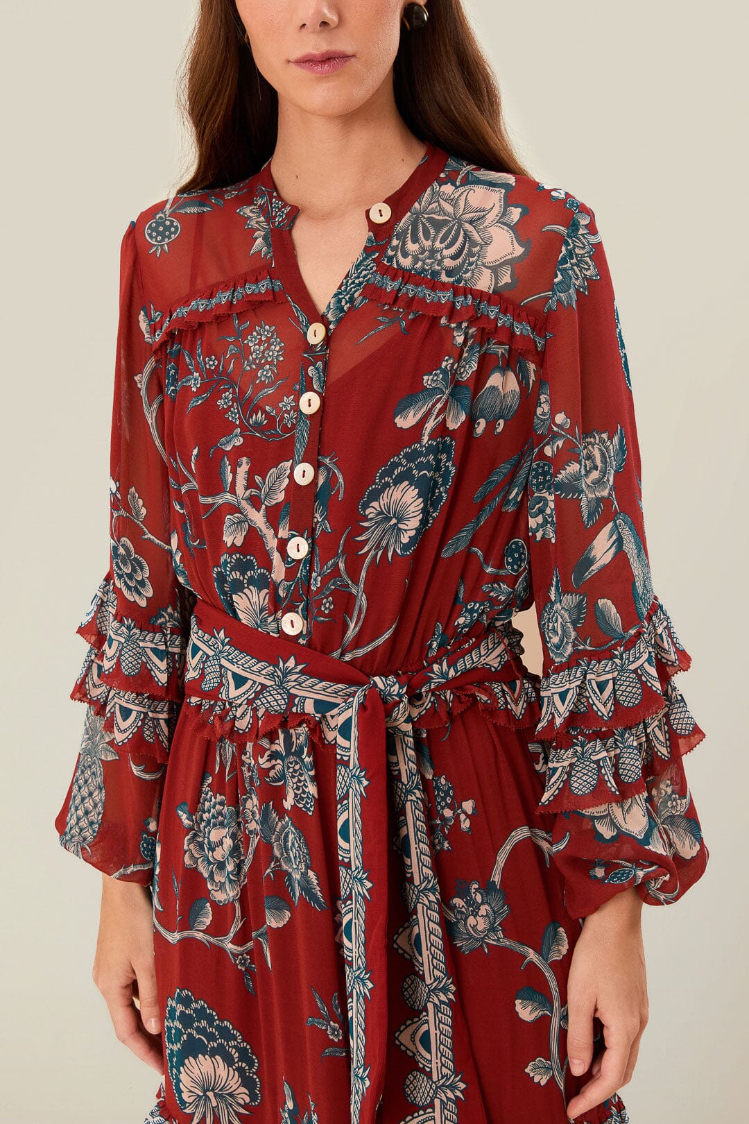 Robe longue rouge Tropical Landing