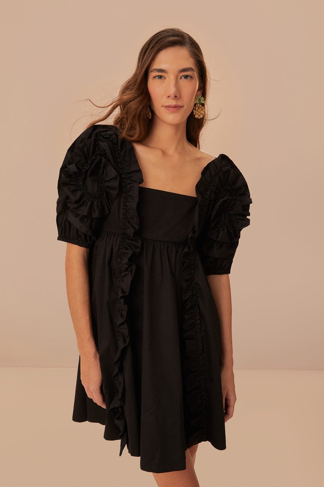 farm rio black mini dress Latina Scarf Black Mini Dress by Farm Rio