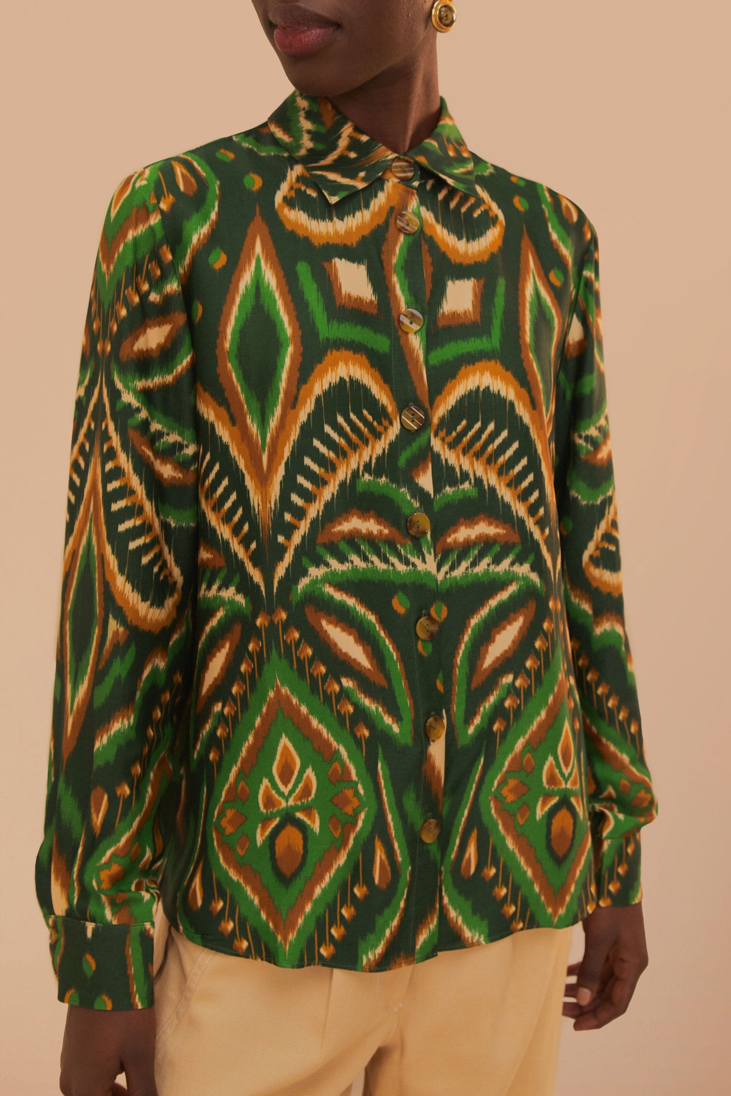 Green Pineapple Ikat LENZING™ ECOVERO™ Viscose Shirt