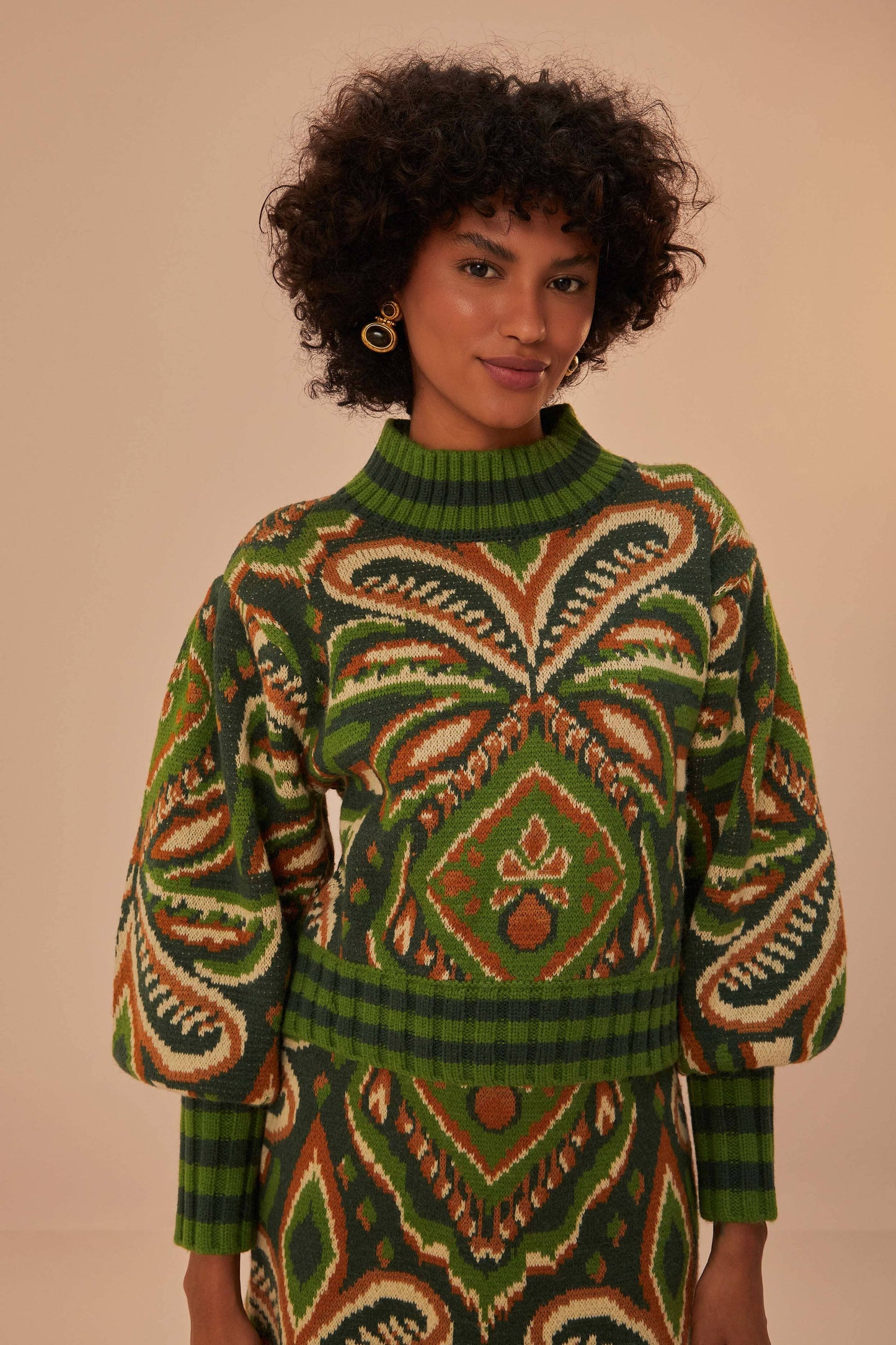 Green Pinneaple Ikat Sweater