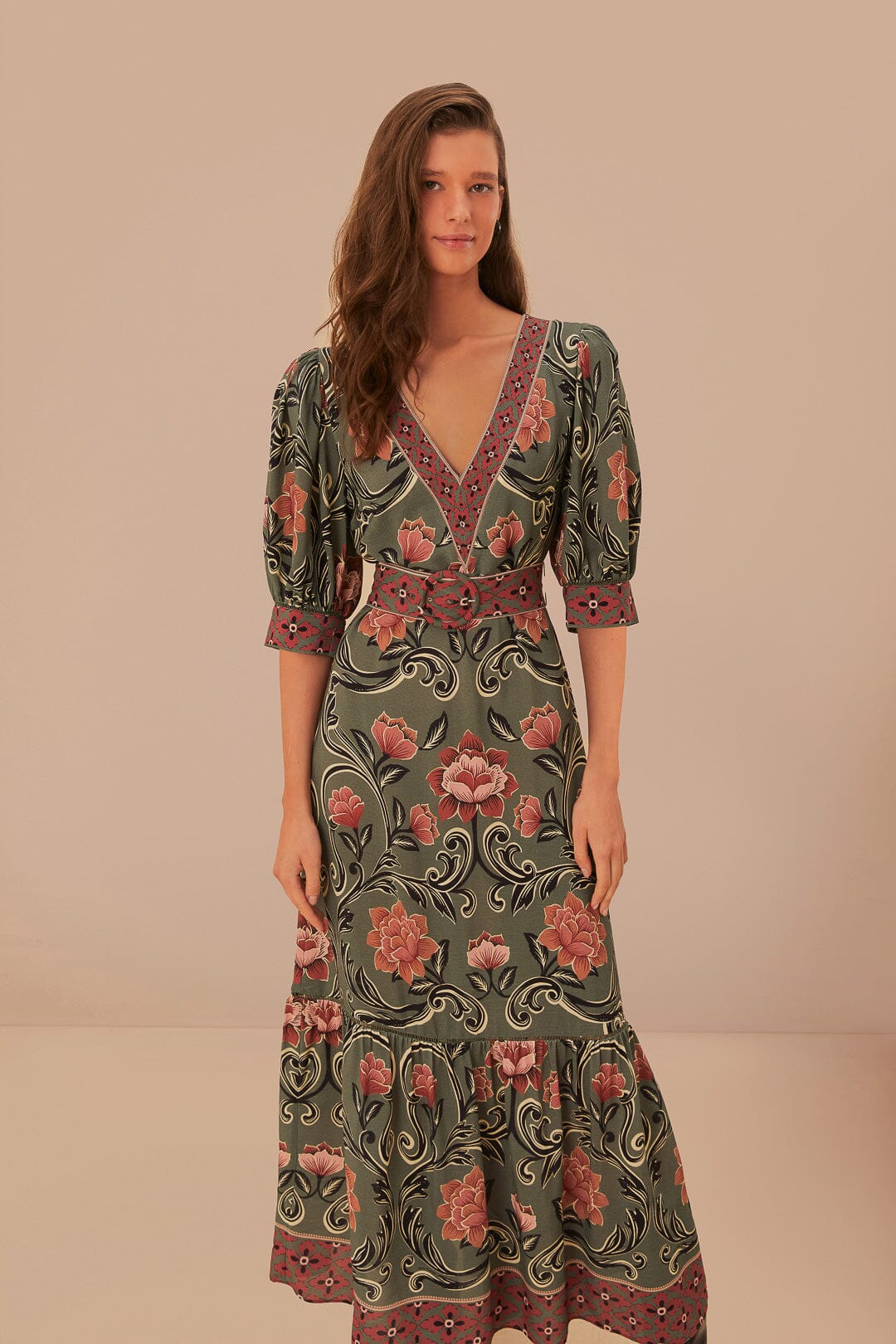 green dress farm rio Farm Rio Green Fish Top Maxi Dress by Farm Rio