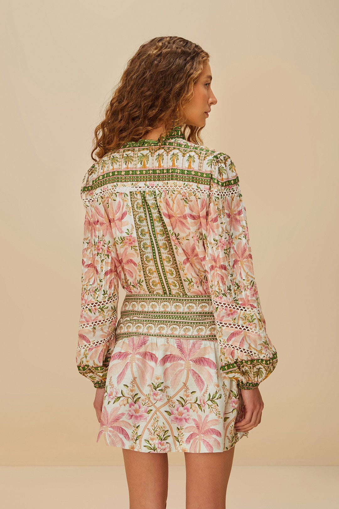 MINI-JUPE À DOUBLE CEINTURE PALM DREAM OFF-WHITE