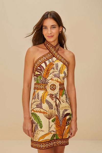 Sand Foliage Sketch Mini Dress – FARM Rio