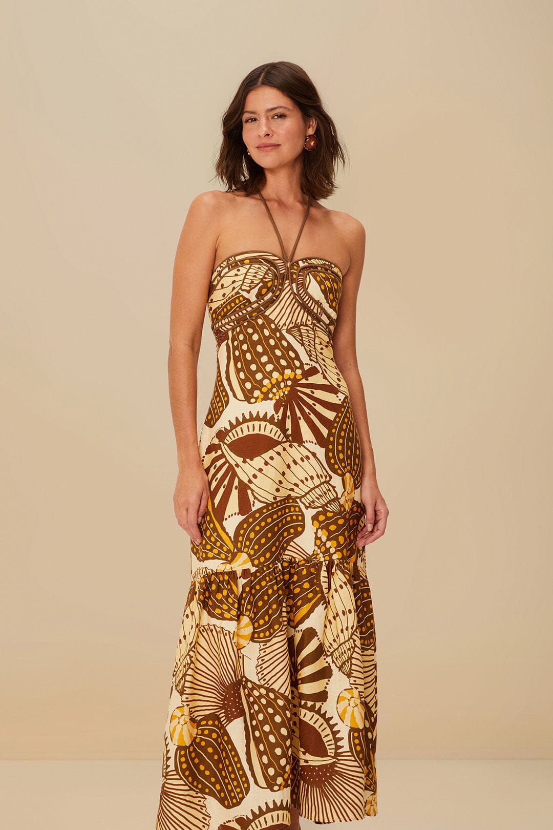 Sand Shell Mix Maxi Dress FARM Rio Sand Shell Mix Maxi Dress FARM Rio