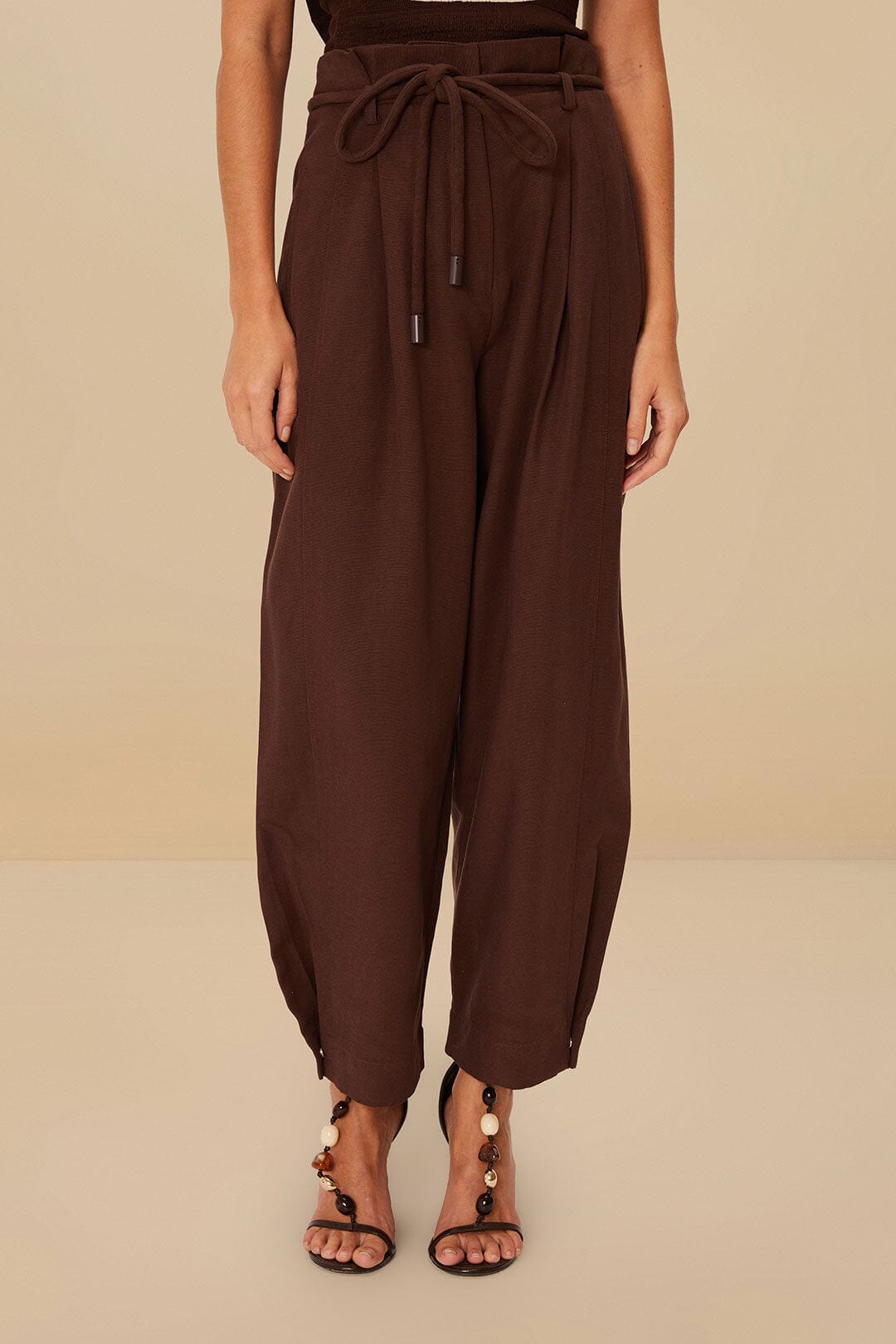 PANTALON CLOCHARD SURPIQUÉ CAFÉ