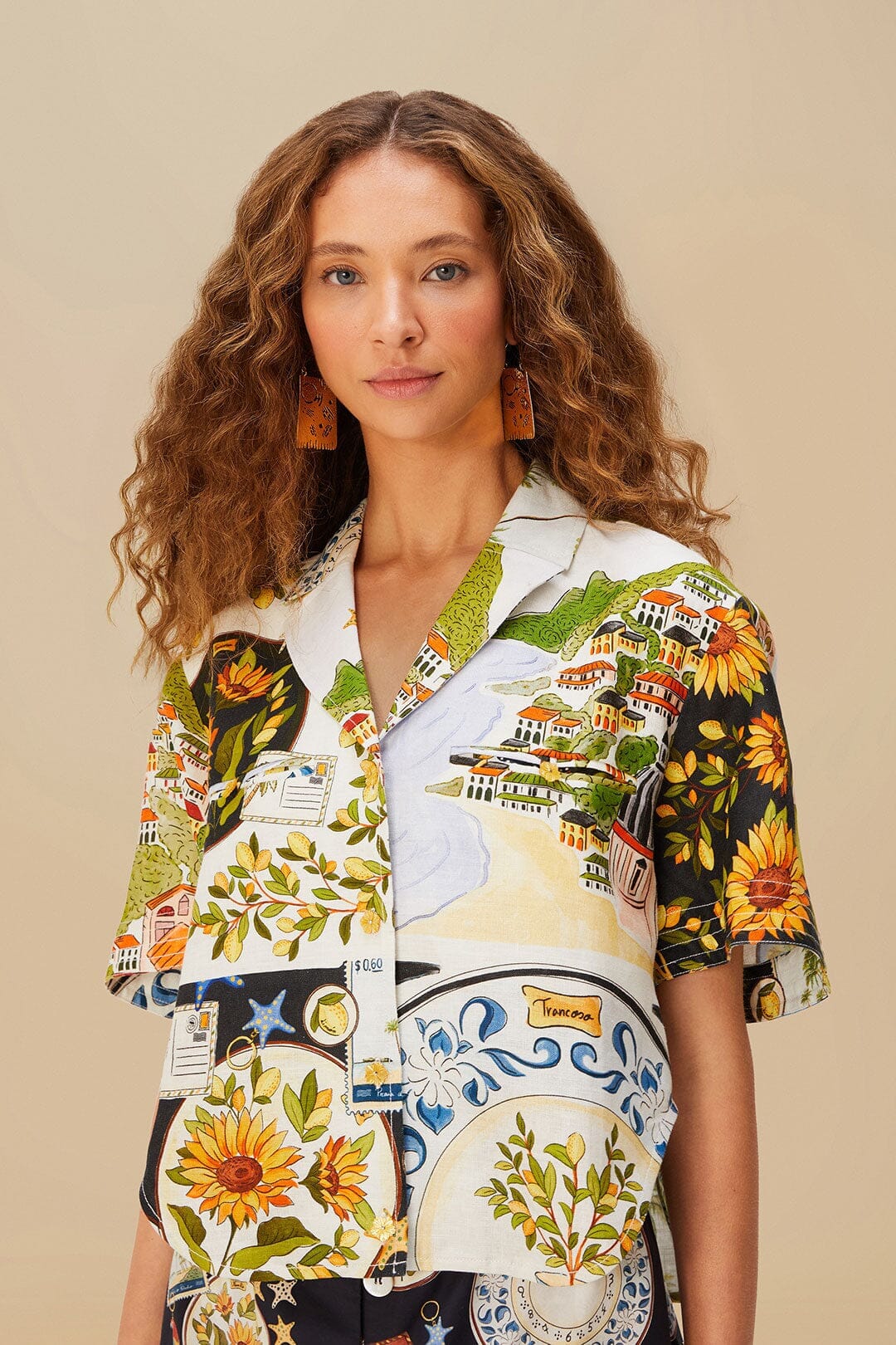 Écharpes multicolores Latin Trip Euroflax™ Chemise courte en lin premium