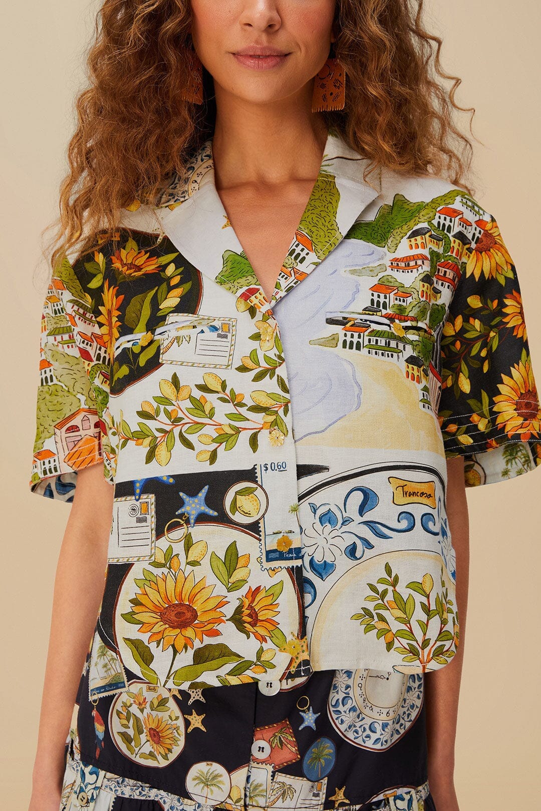 Écharpes multicolores Latin Trip Euroflax™ Chemise courte en lin premium