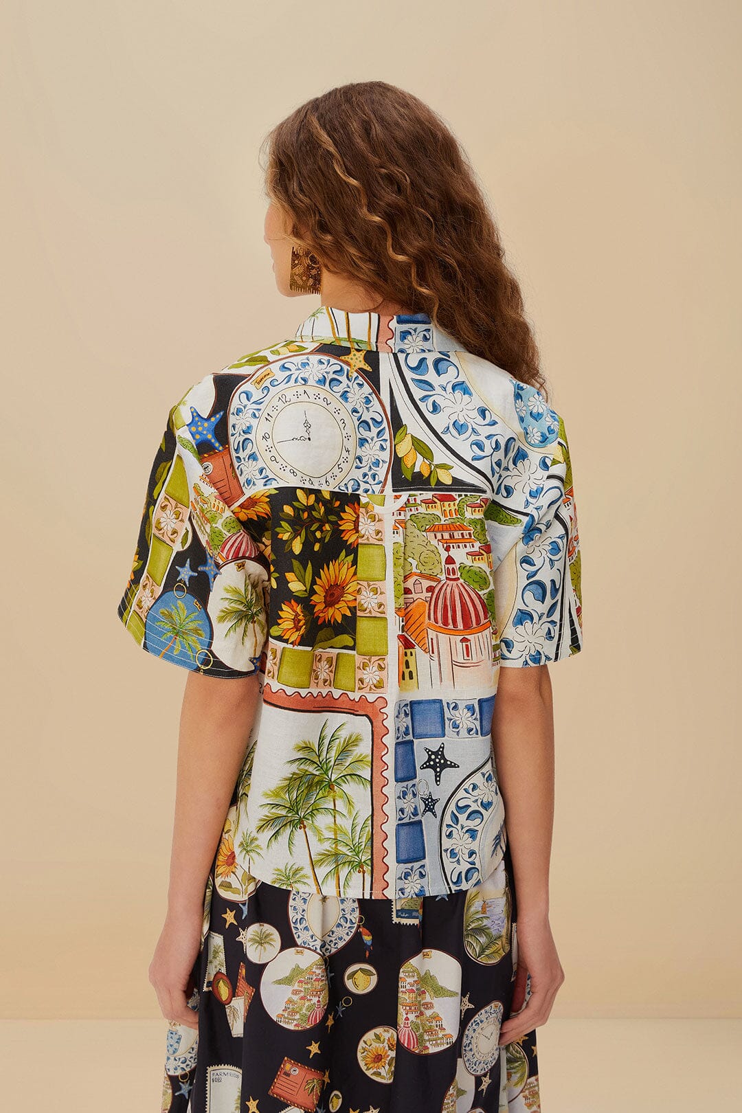 Écharpes multicolores Latin Trip Euroflax™ Chemise courte en lin premium