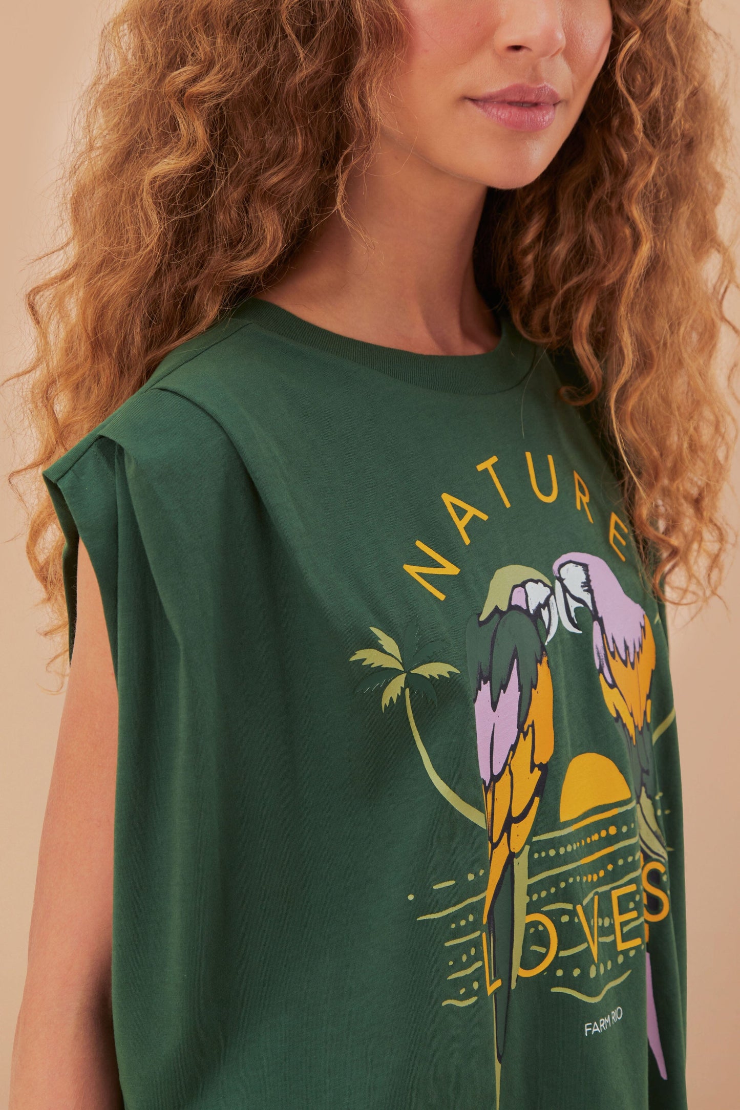 T-shirt plissé en coton biologique pour amoureux de la nature verte