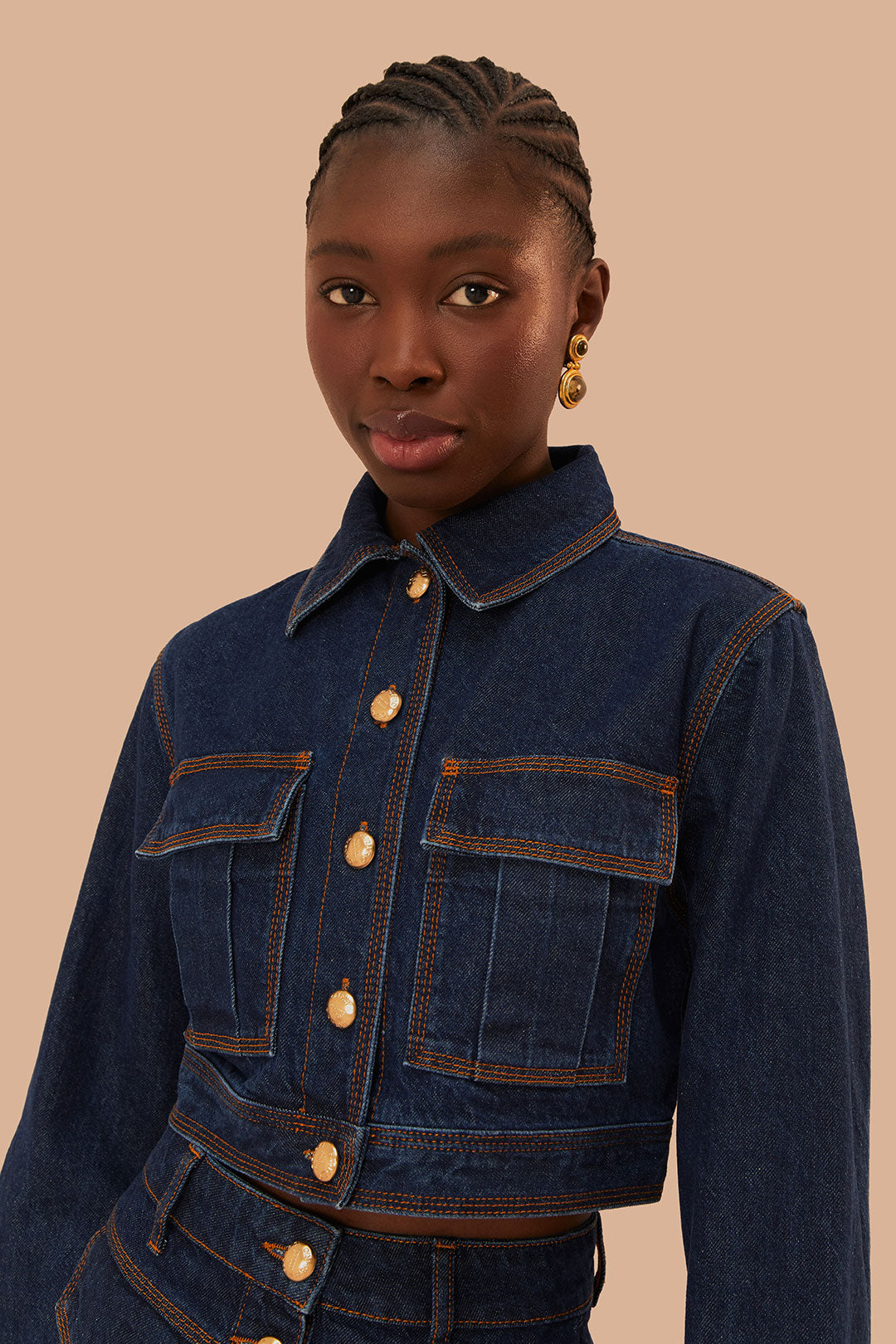 Veste courte en jean foncé