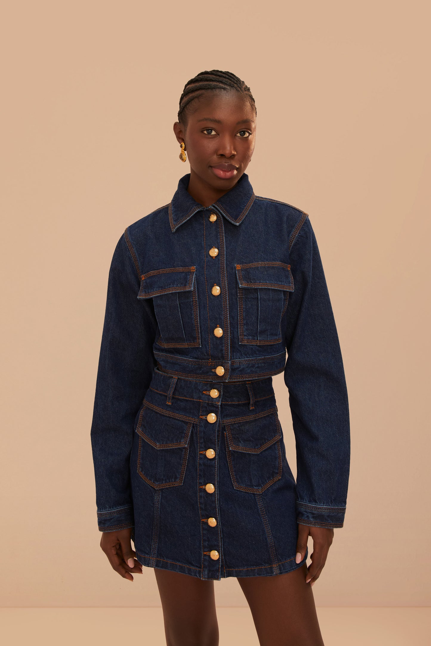 Veste courte en jean foncé