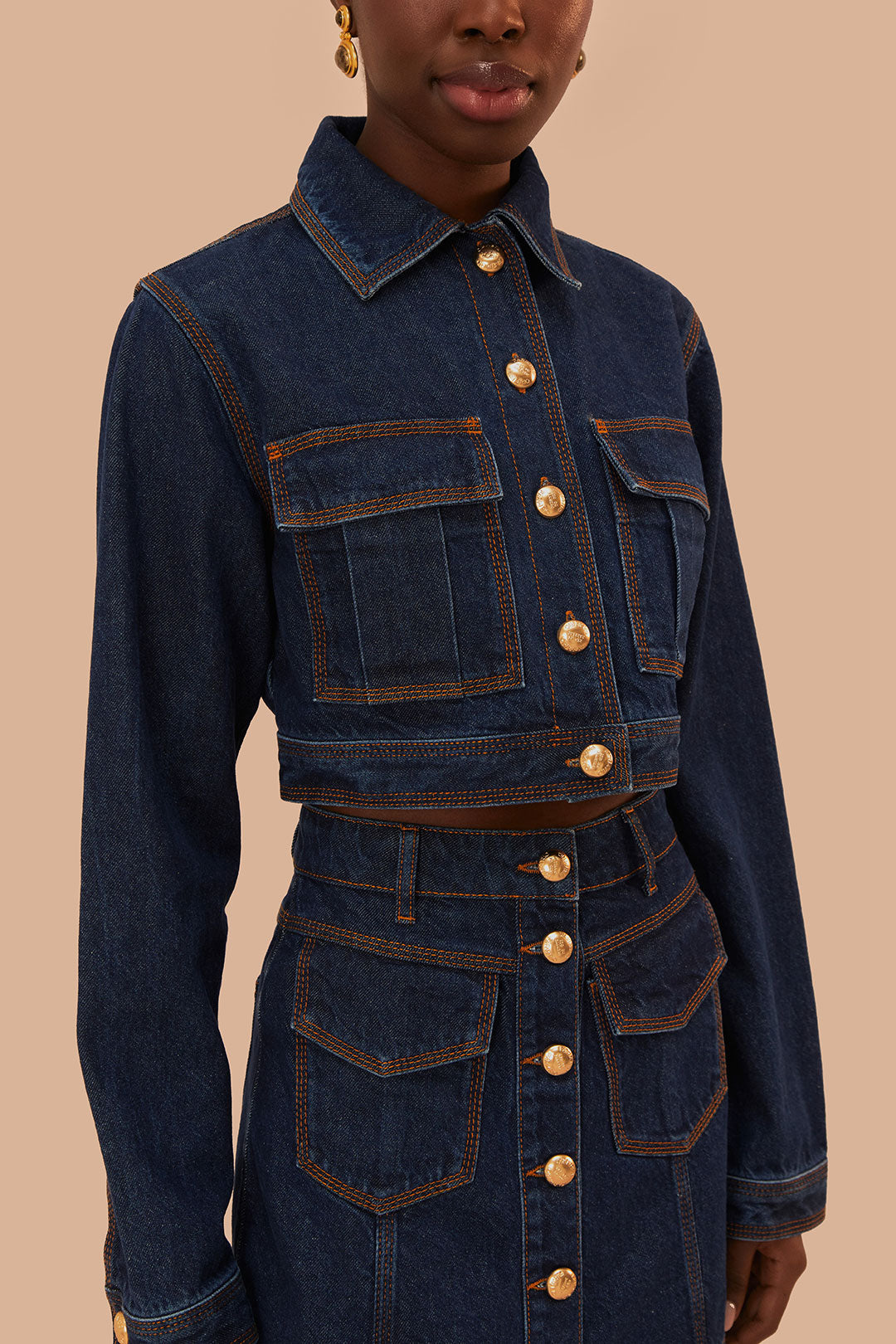 Veste courte en jean foncé