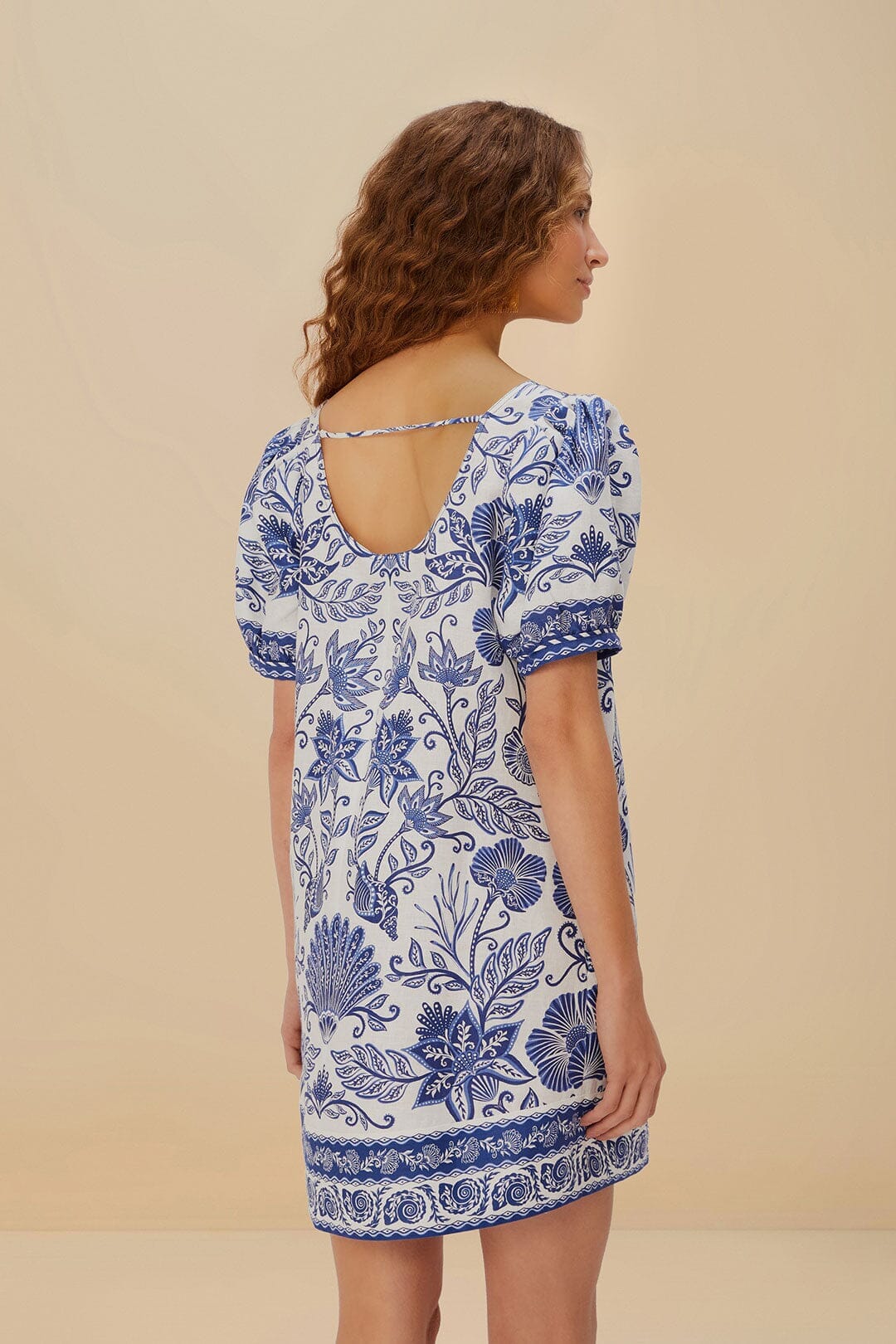 Off-White Shell Garden Euroflax™ Premium Linen Mini Dress