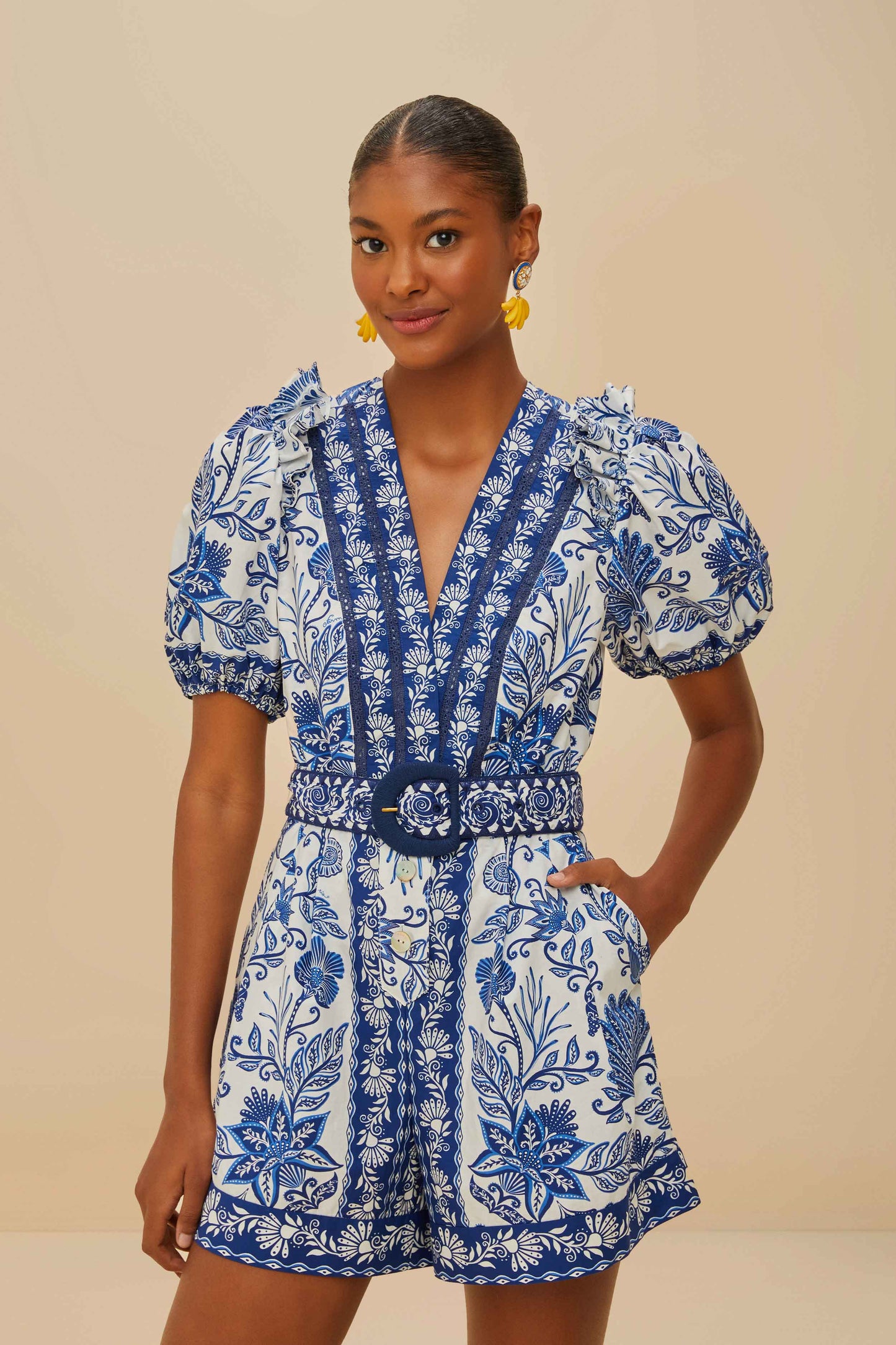 Off-White Shell Garden Organic Cotton Romper