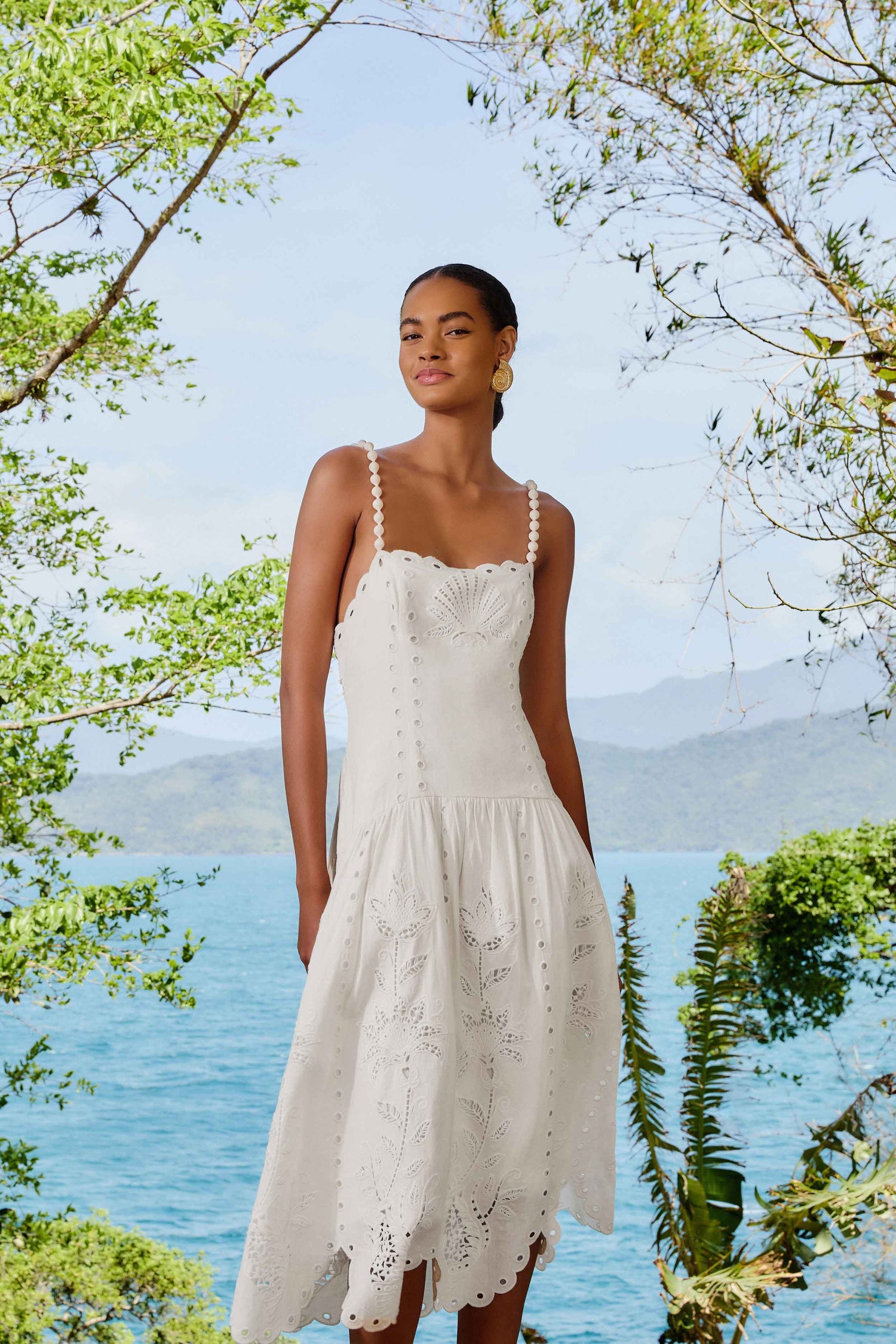 Off-White Richelieu LENZING™ ECOVERO™ Euroflax™ Midi Dress