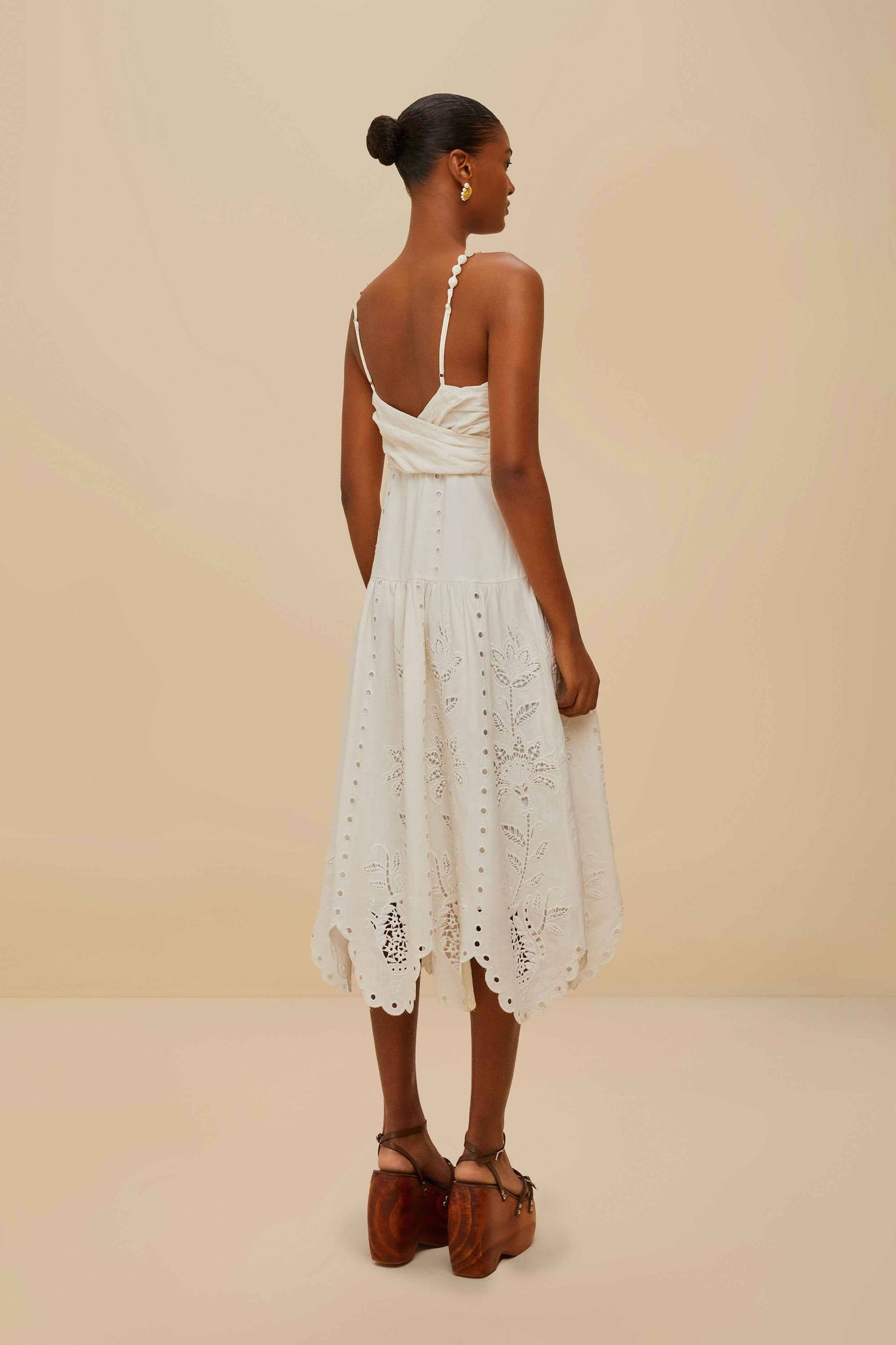 farm rio off white richelieu midi dress Off-White Richelieu Midi Dress FARM Rio