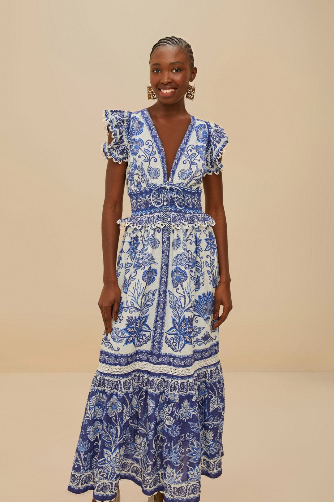 Off-White Shell Garden Maxi Dress – FARM Rio