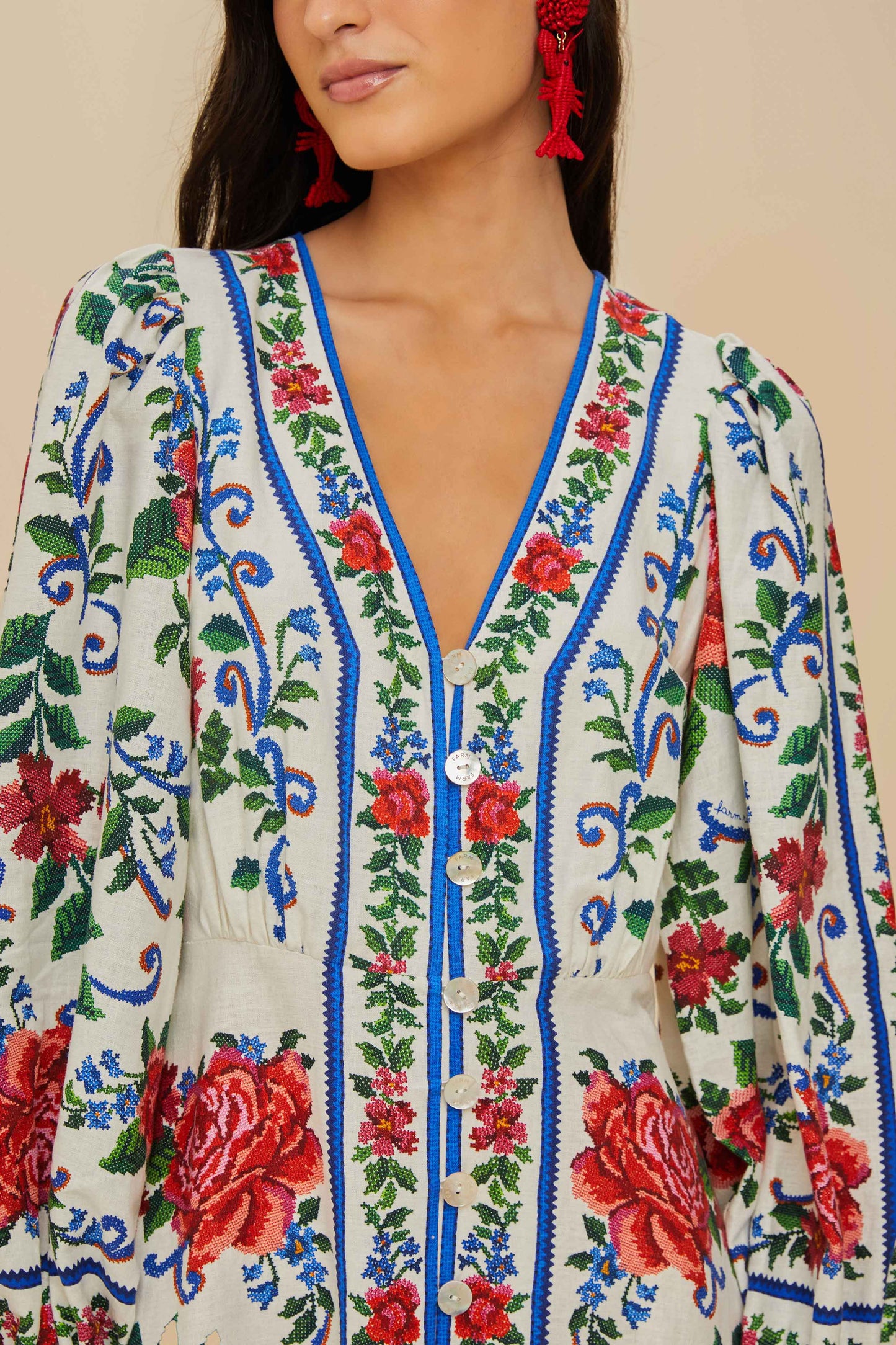 Off-White Flower Tapestry LENZING™ ECOVERO™ Euroflax™ Maxi Dress