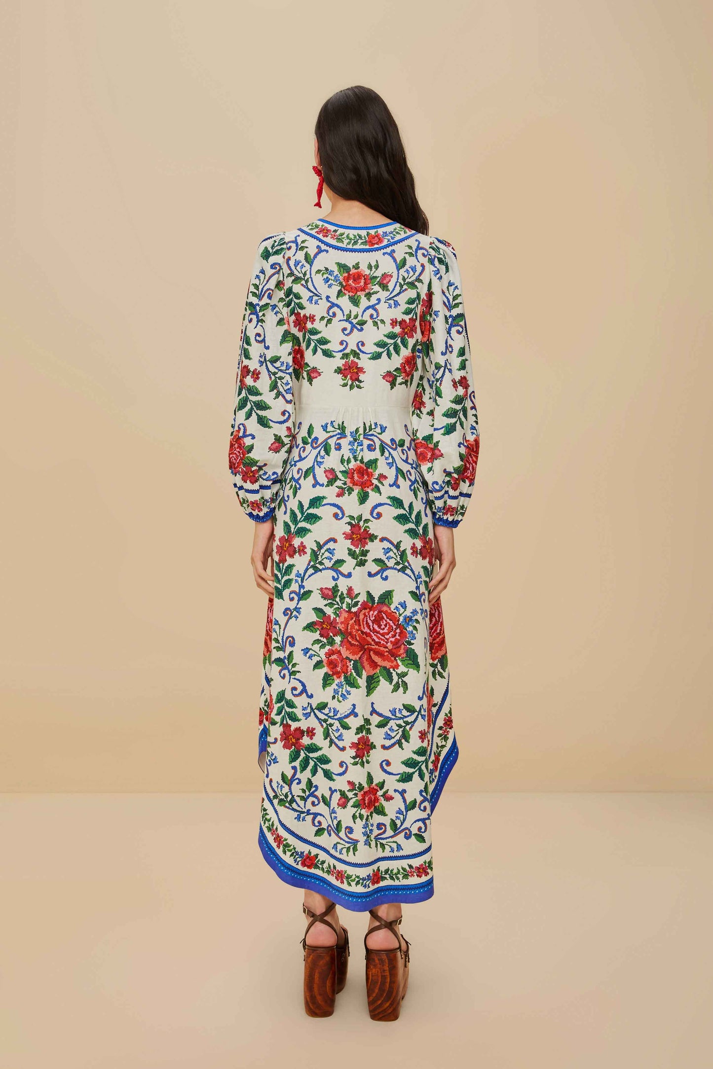 Off-White Flower Tapestry LENZING™ ECOVERO™ Euroflax™ Maxi Dress
