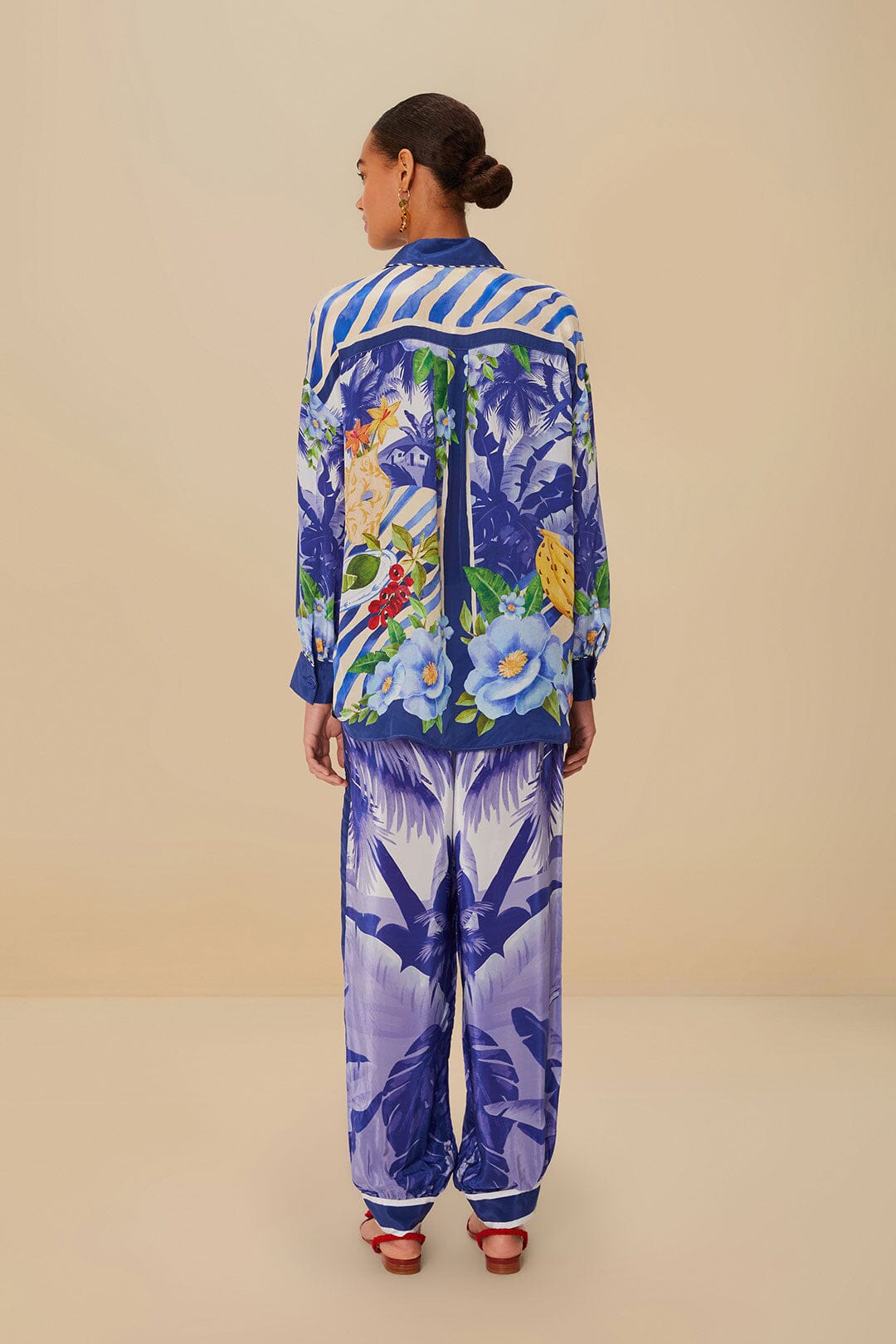 Pantalon de pyjama écharpe de table bleu frais