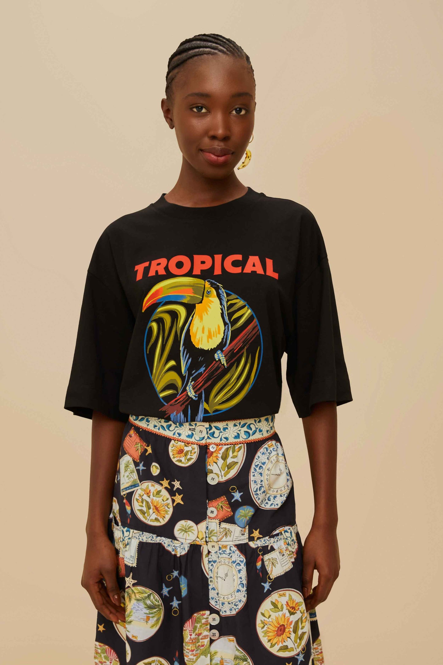 Black Tropical Organic Cotton T-Shirt