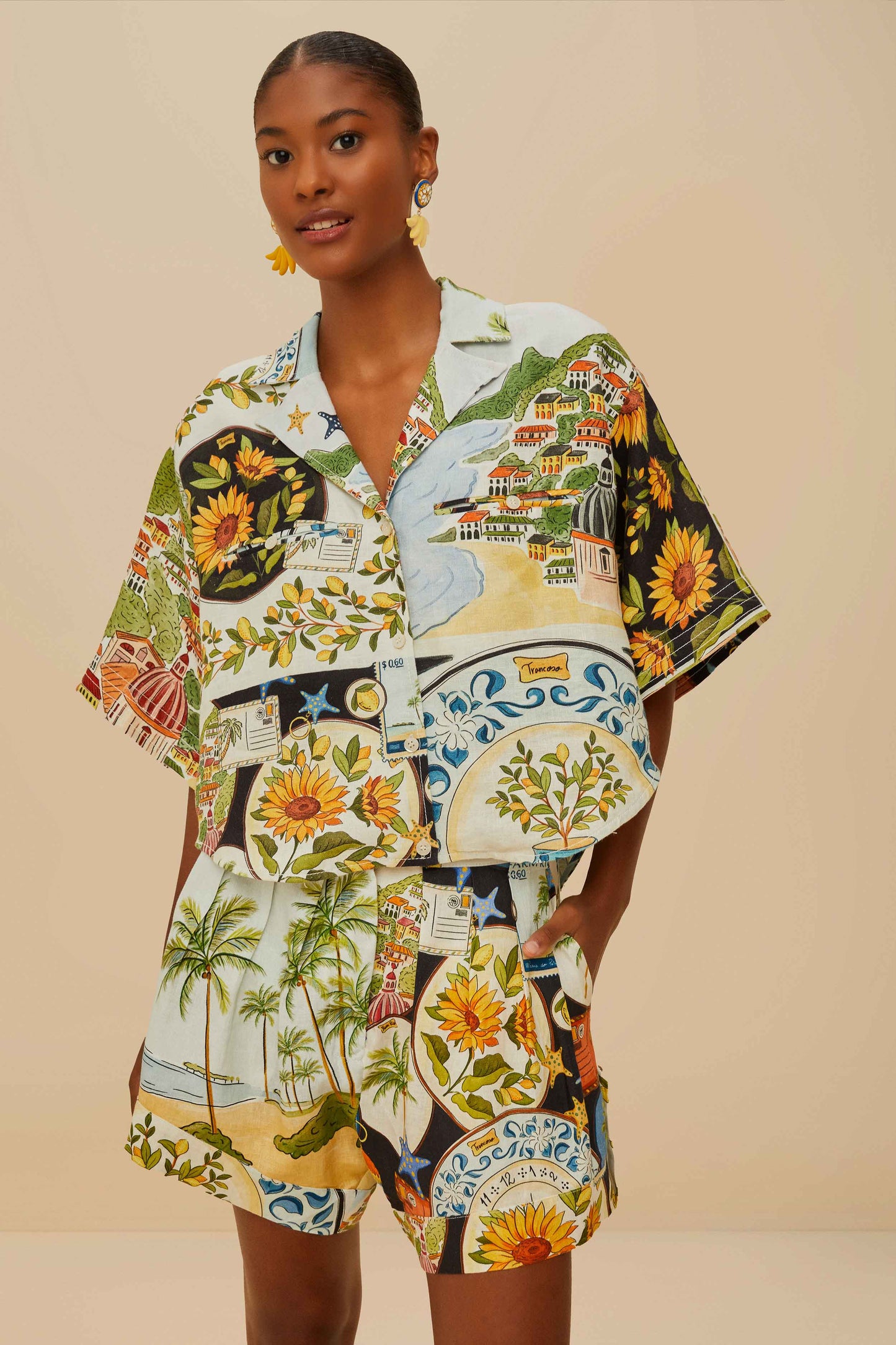 Multicolor Latin Trip Scarves Euroflax™ Premium Linen Shorts