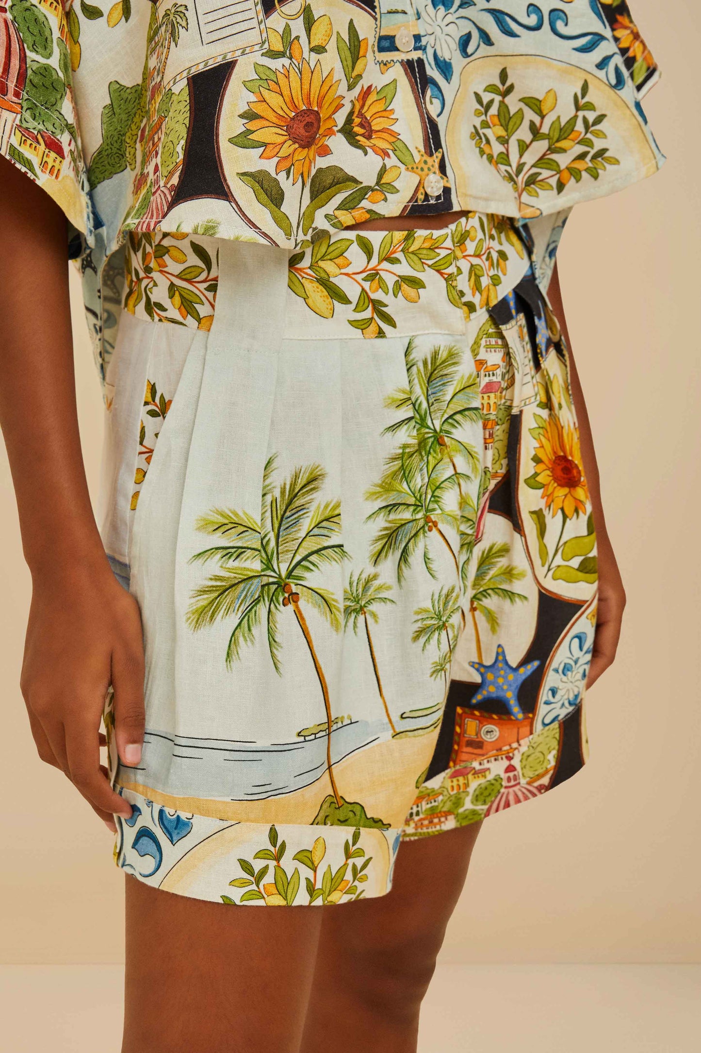 Multicolor Latin Trip Scarves Euroflax™ Premium Linen Shorts