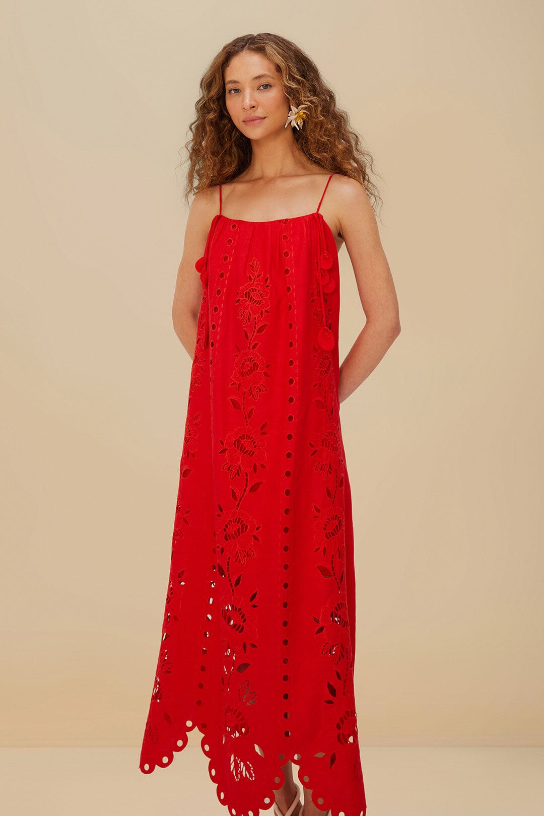 Red Flowers Richelieu LENZING™ ECOVERO™ Euroflax™ Maxi Dress