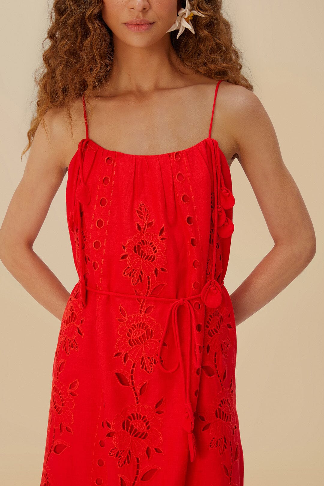 Red Flowers Richelieu LENZING™ ECOVERO™ Euroflax™ Maxi Dress