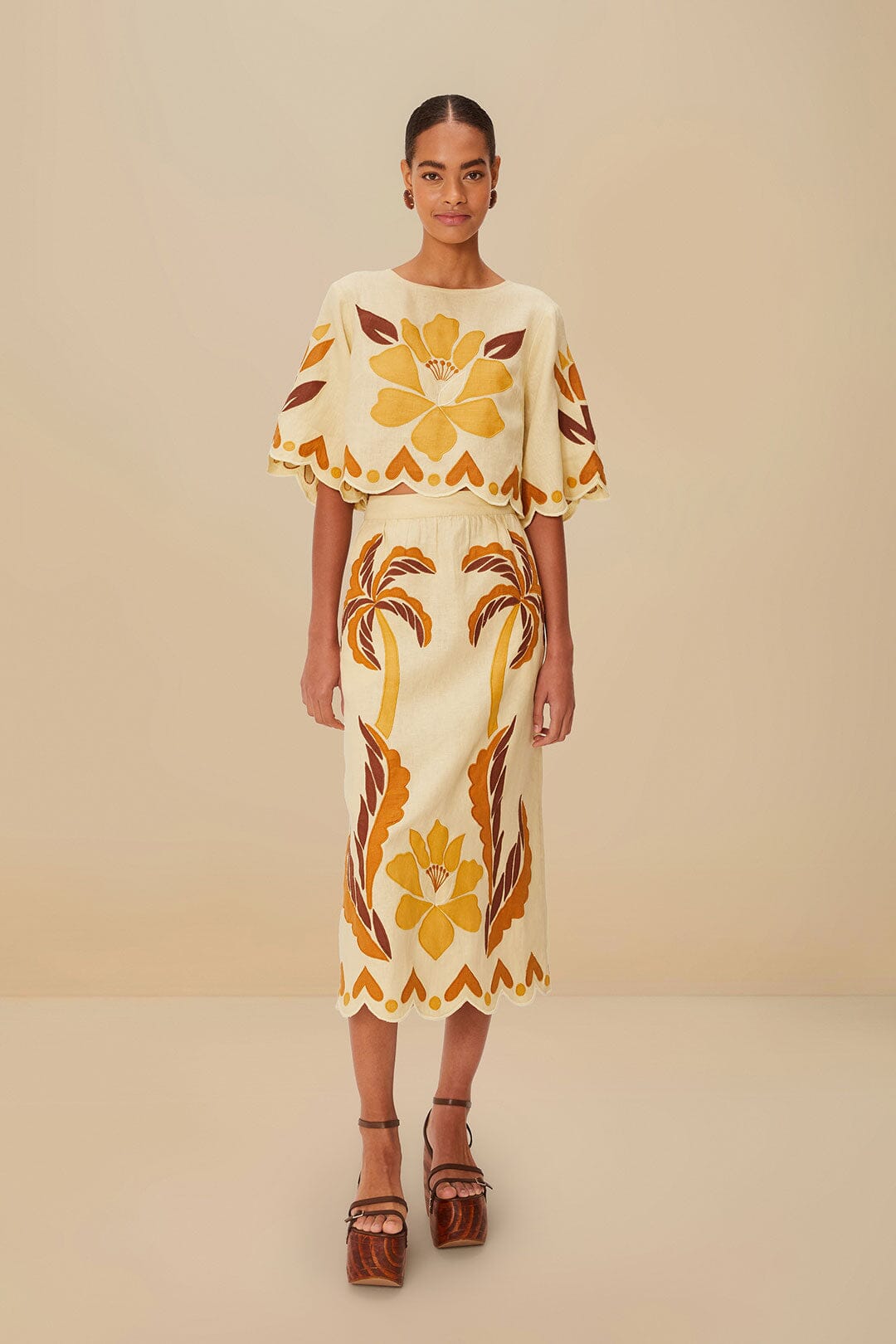 Sand Summer Cutwork Euroflax™ Premium Linen Blouse