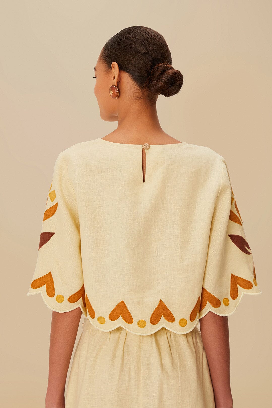 Sand Summer Cutwork Euroflax™ Premium Linen Blouse