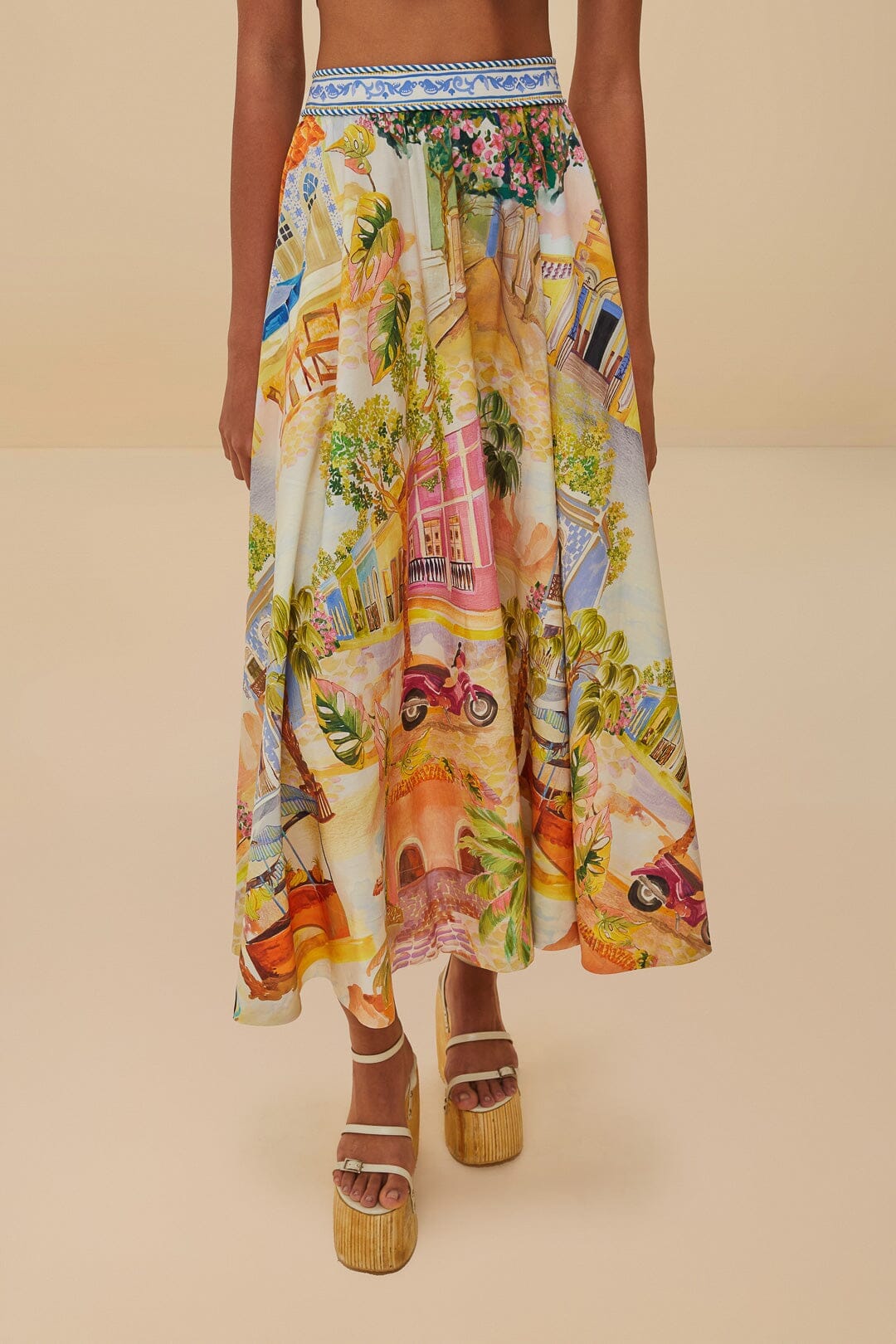 Jupe midi multicolore en coton biologique Aracati