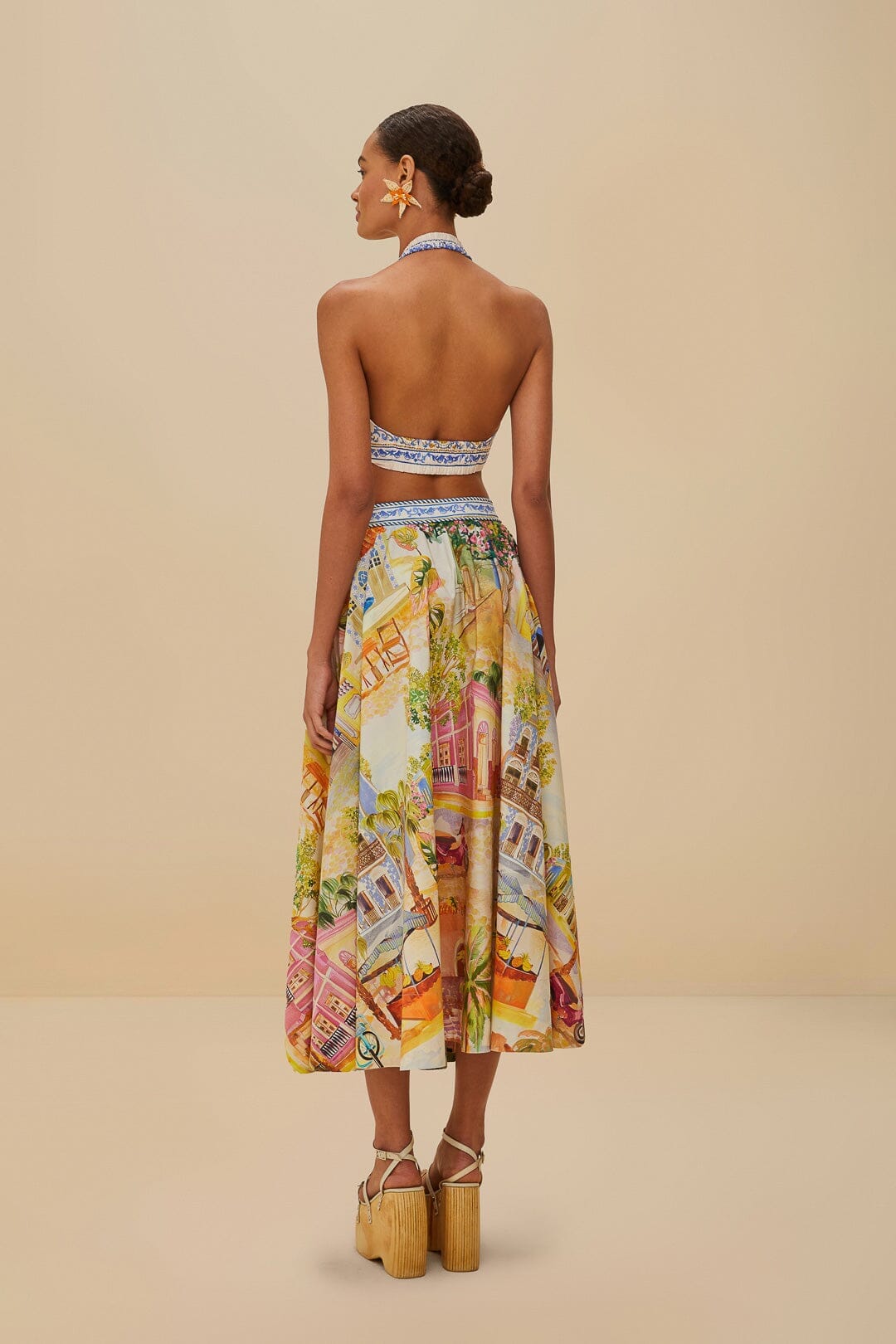 Jupe midi multicolore en coton biologique Aracati